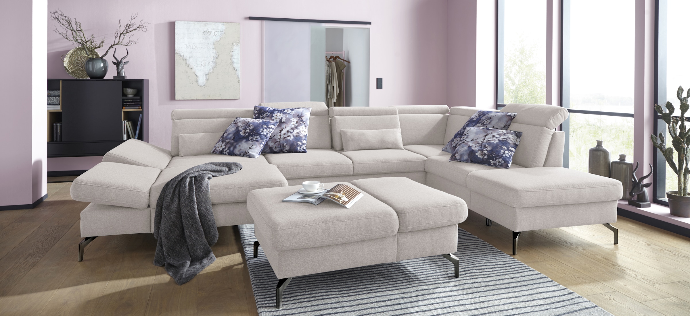 sit&more Hocker »Brisbane« Fußhöhe 12 cm, mit Federkern und Klappfunktion