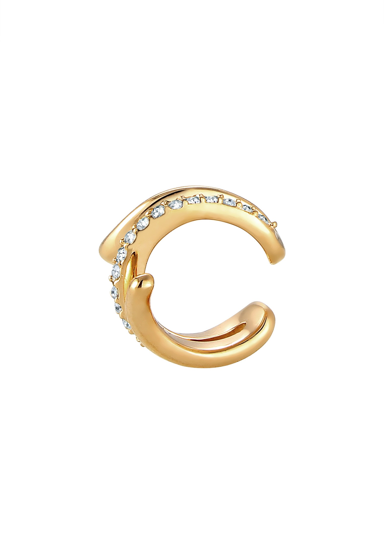 Elli Ohrklemme »Ohrringe Single Earcuff Twisted Kristalle Weiß 925 Sterling Silber«