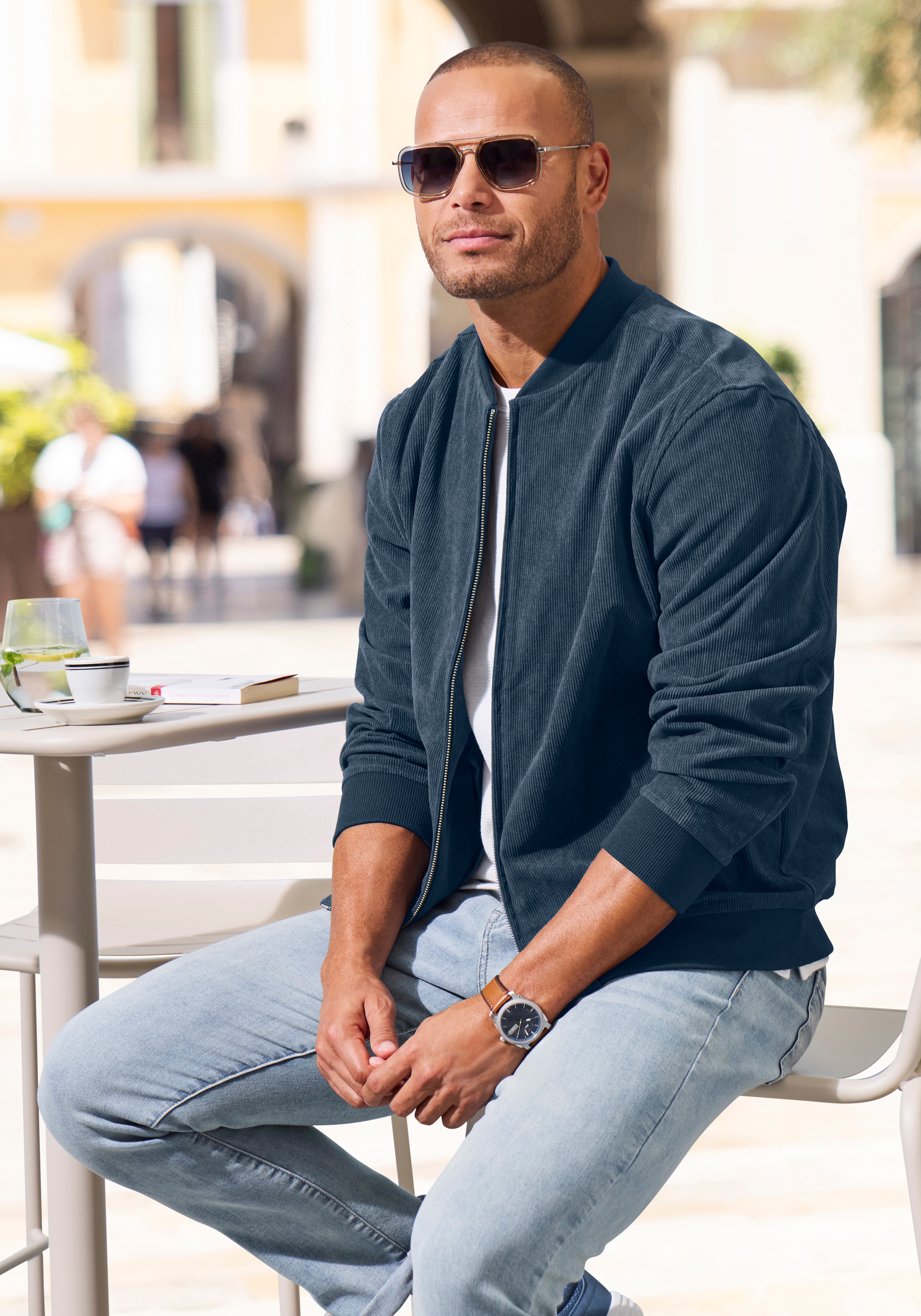 H.I.S Cordjacke »- Blouson mit Reißverschluss« , Pilotenjacke / Übergangsjacke aus Cord, regular fit