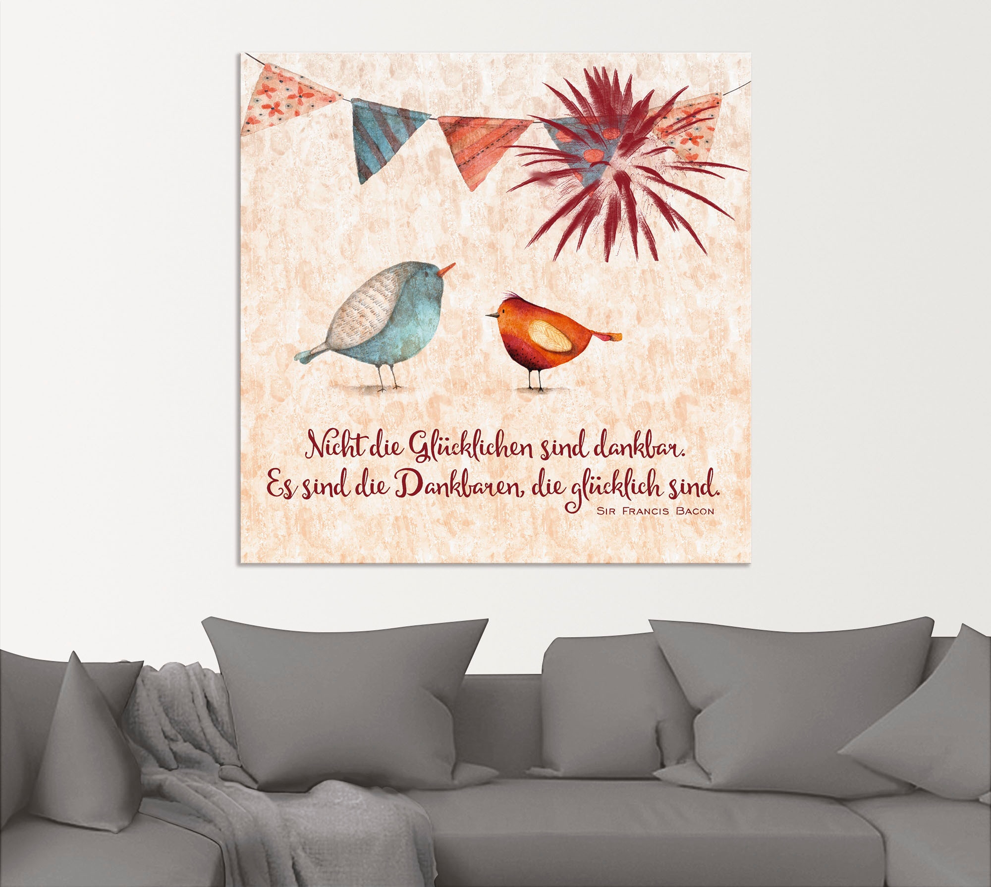 Artland Wandbild »Lebensweisheit Glücklich« Tiere 1 Stk. tlg. als Alubild, Outdoorbild, Leinwandbild, Poster, Wandaufkleber