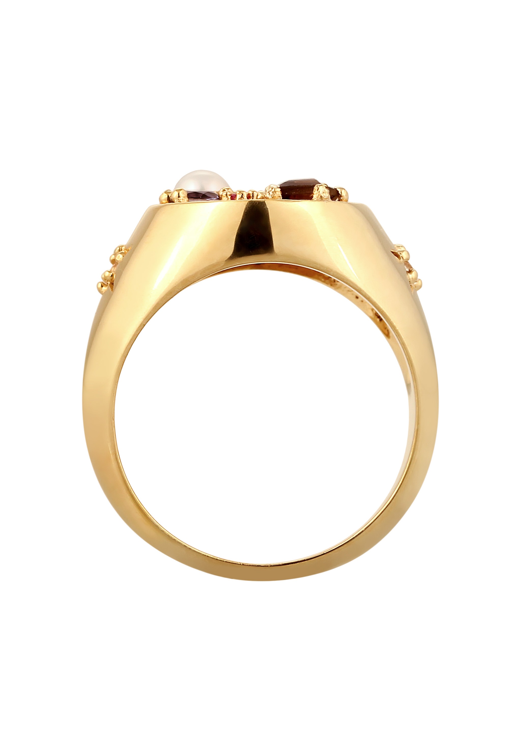 Elli Premium Siegelring »Ring Siegelring Vintage Saphir Quarz Mondstein Perle 925 Sterling Silber«