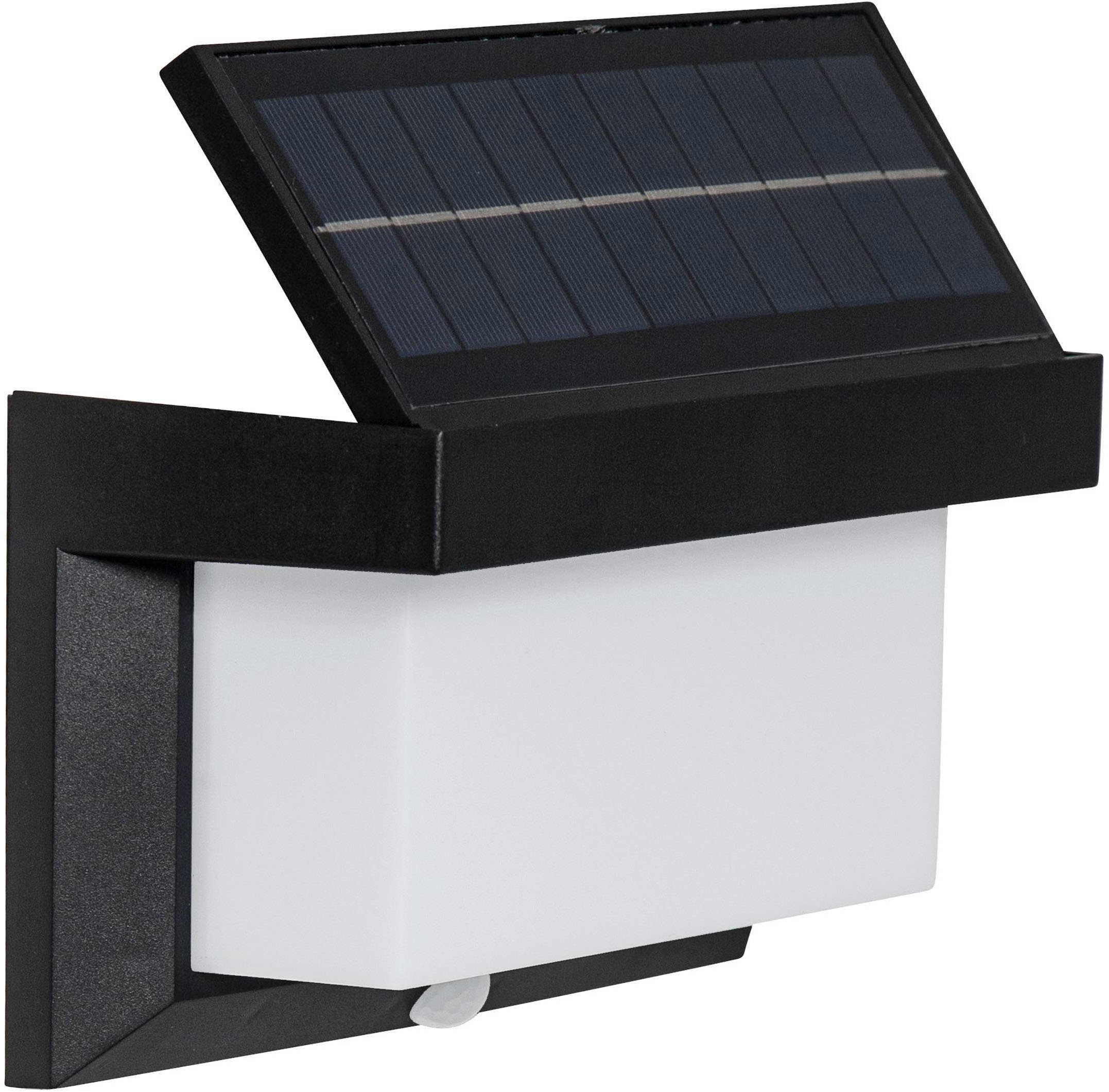 EGLO LED Solarleuchte »Utrera Solarlampe, Wandlampe aus Kunststoff, Außenbeleuchtung, IP44« LED-Modul 1 Stk. Kaltweiß Solarleuchte - L20 x B9 x H12 cm - schwarz - 32X0,12W inkl.