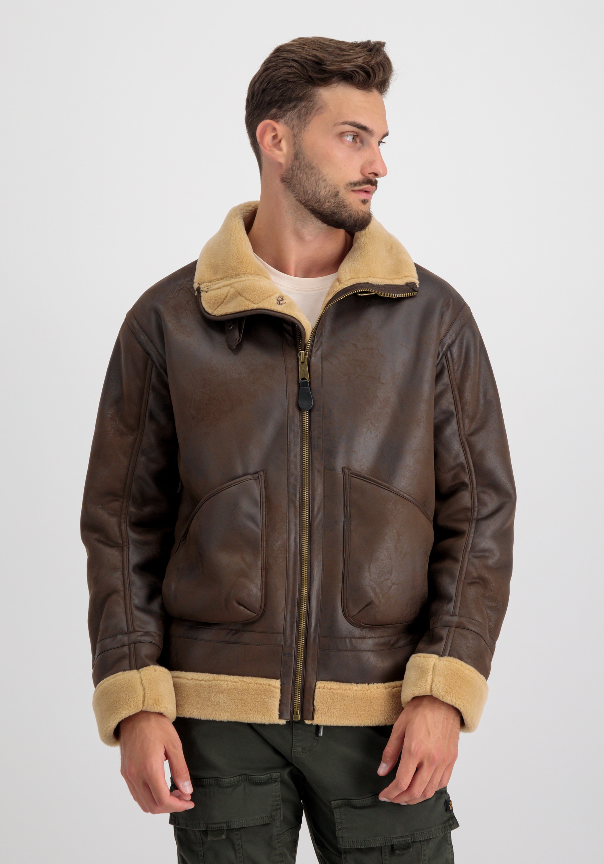 Alpha Industries Lederjacke »Alpha Industries Men - Leather & Vegan Jackets B-3 Arctic«