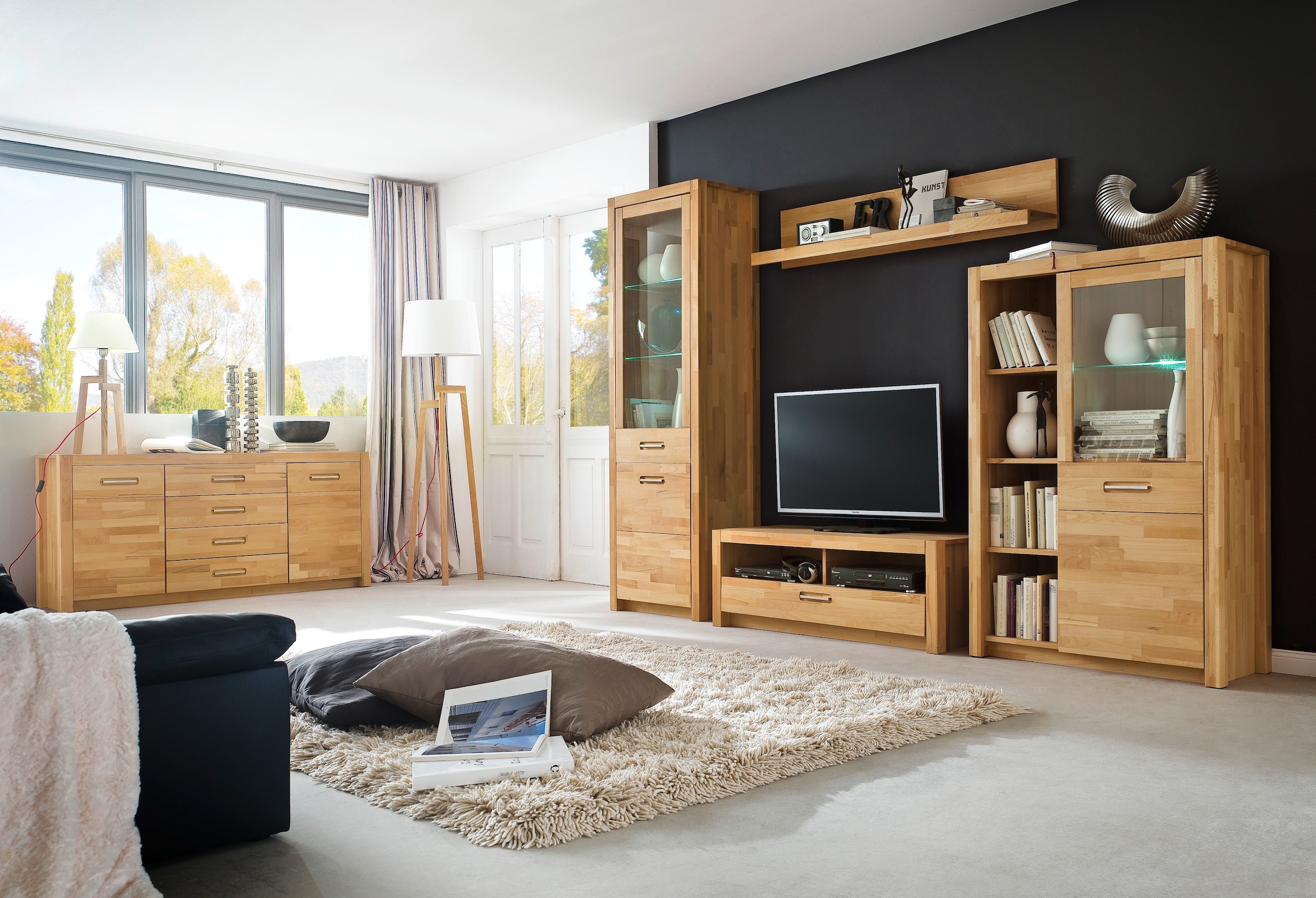 MCA living Sideboard »Fenja«, (1 St.), Massivholz, 4 Schubkästen, 2 Türen