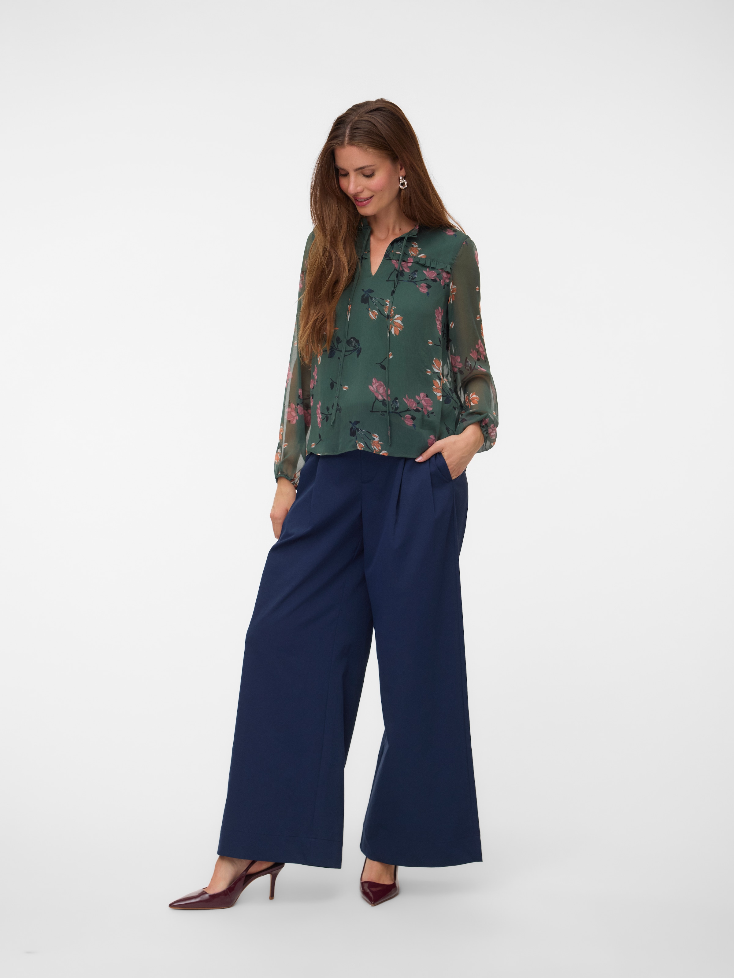 Vero Moda Chiffonbluse »VMMILLA LS TOP WVN GA NOOS« Kunstfaser, regular fit
