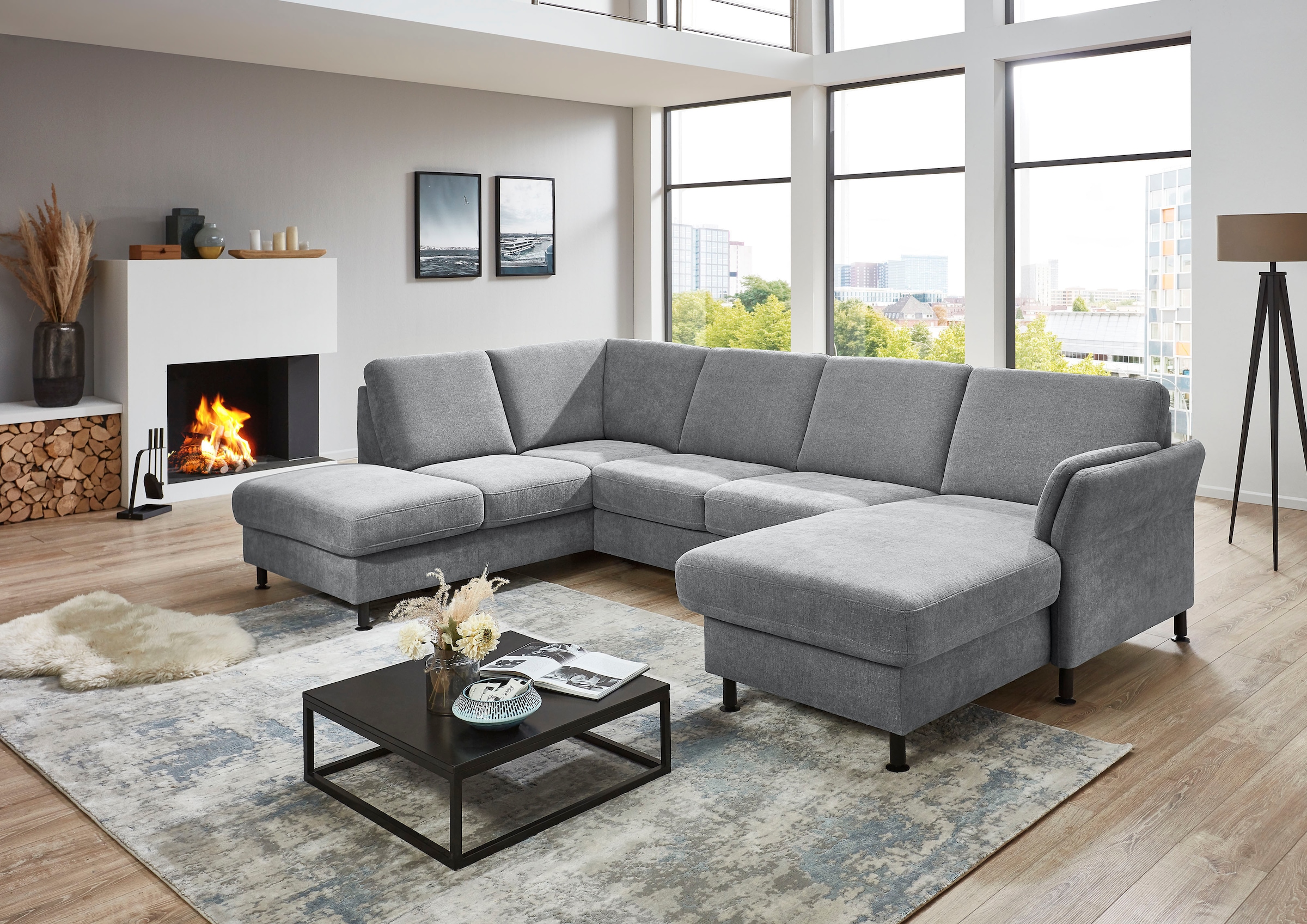 Die PlanBar Wohnlandschaft »ZE-EM18013 U-Form, Breite 305 cm« wahlweise mit Kopfstützen und Liegearmlehne