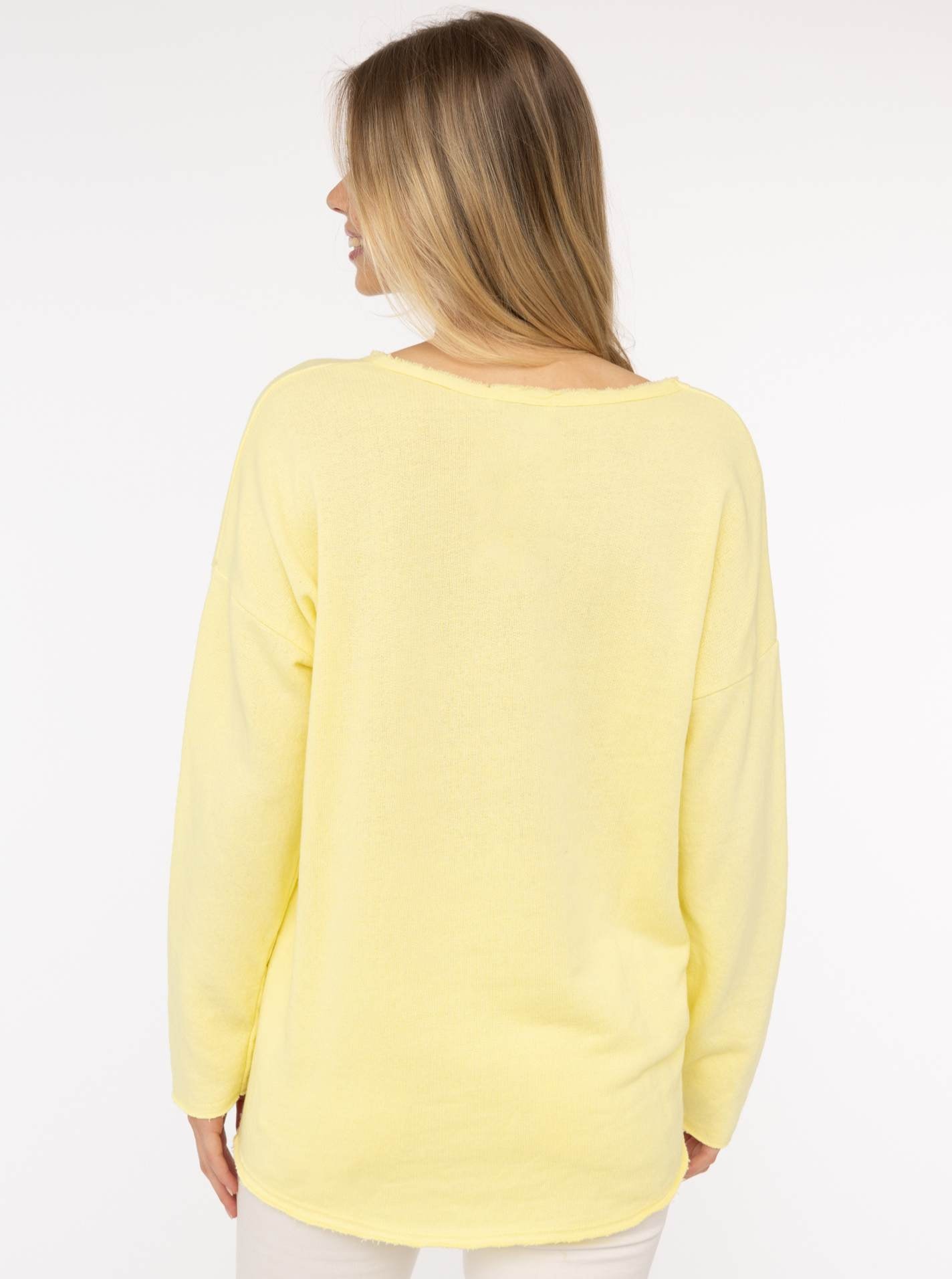 Zwillingsherz Sweatshirt »"Positive Mind"«, ausgefranster V-Ausschnitt, Used Look, Langarm, Schriftzug