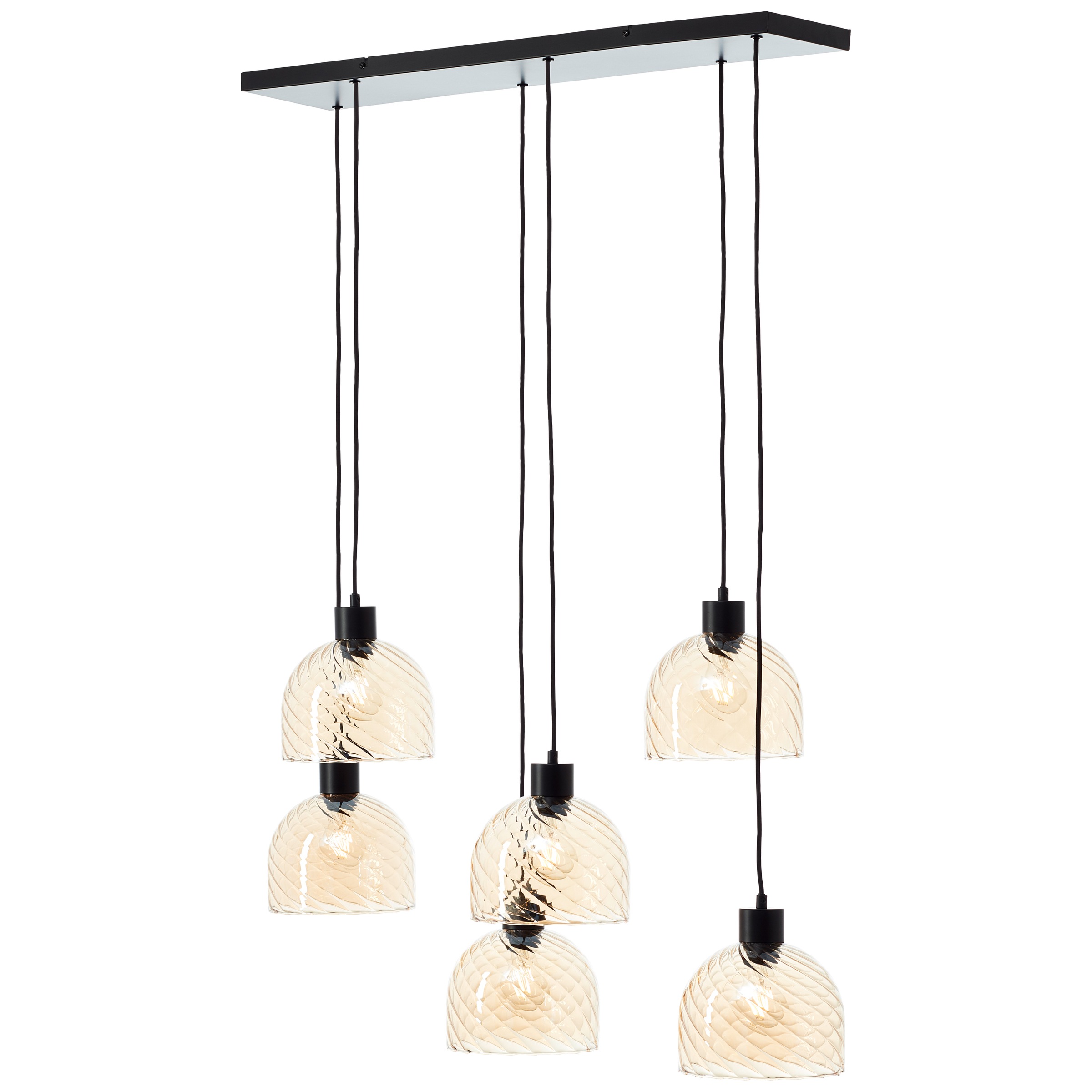 Brilliant Pendelleuchte »Casto«, 6 flammig, Leuchtmittel E27 | ohne Leuchtmittel, 150 x 30 x 94 cm, 6 x E27-Fassung, kürzbar, bernsteinfarbene Gläser