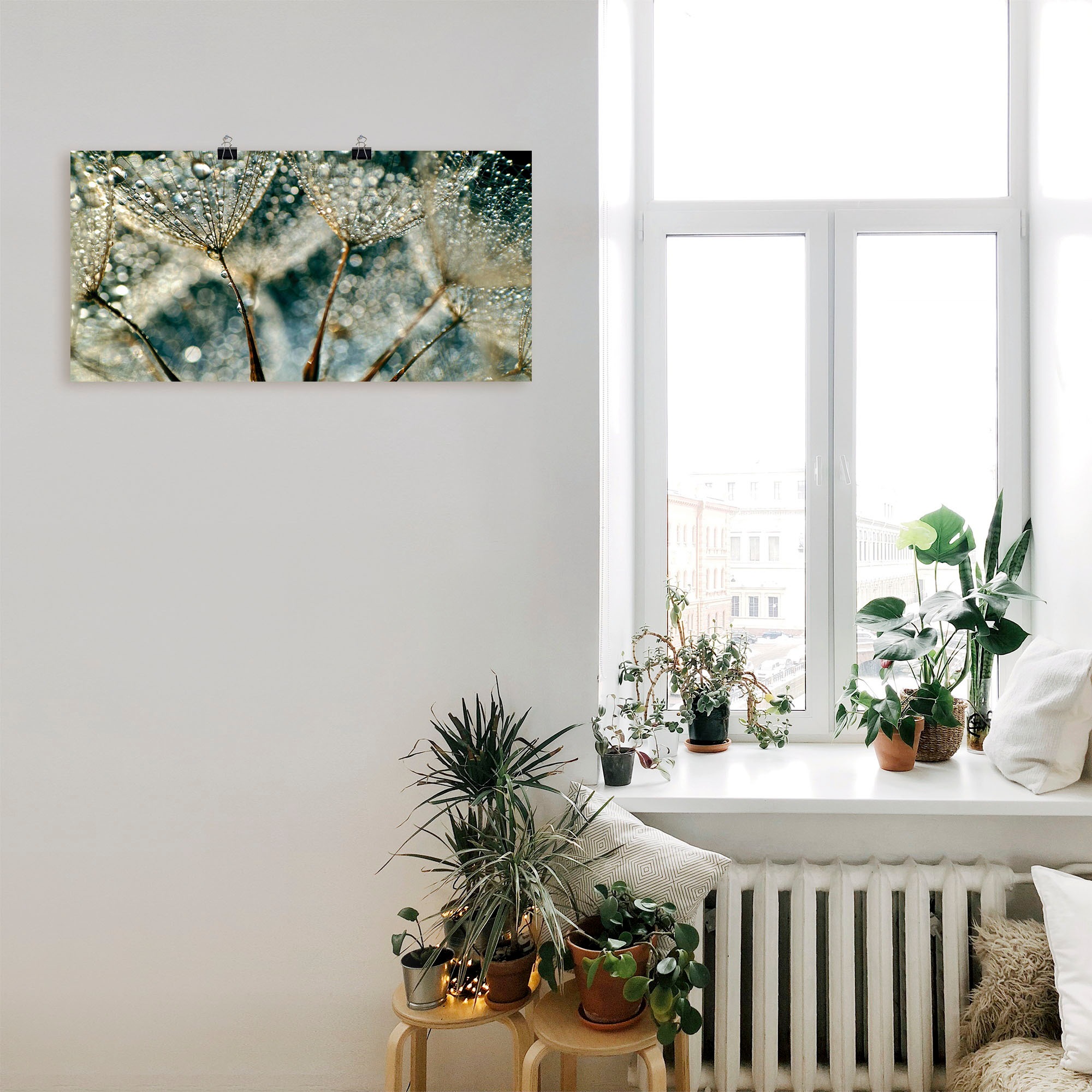 Artland Wandbild »Pusteblume Regenschauer«, Blumen, (1 St.), als Alubild, Outdoorbild, Leinwandbild, Poster, Wandaufkleber
