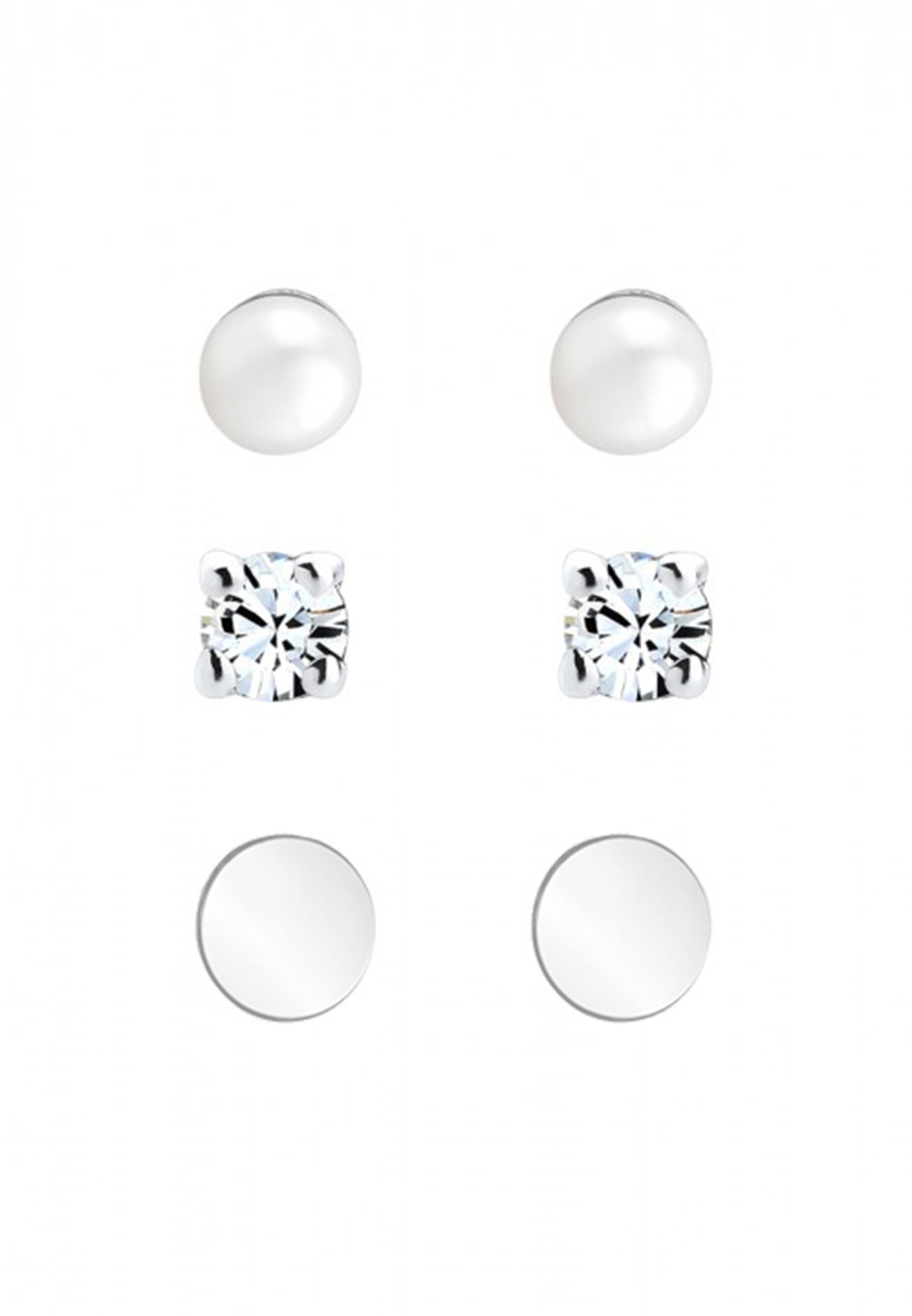 Elli Ohrstecker-Set »Ohrringe Ohrstecker Perle Glas Kristalle 3er Set 925 Sterling Silber«
