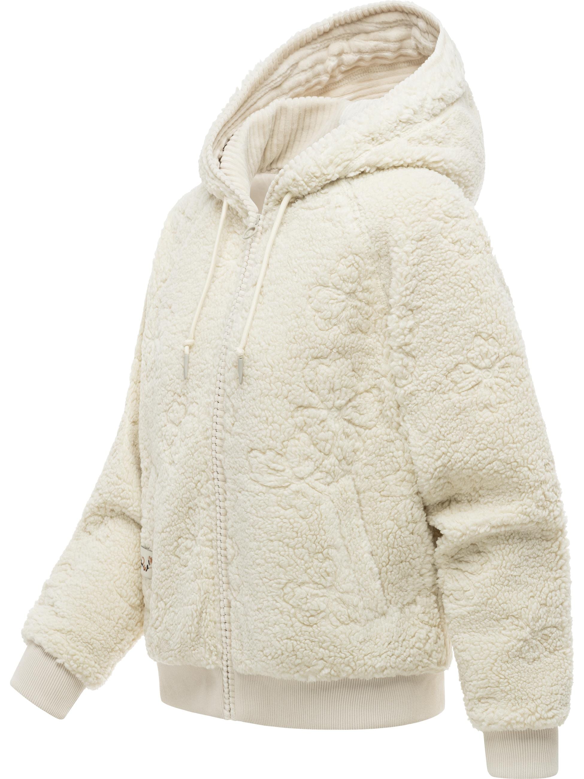 Ragwear Plüschjacke »Plüschjacke Taliana Emboss Y« mit Kapuze Leichte Teddyjacke mit verstellbarer Kapuze, winddicht