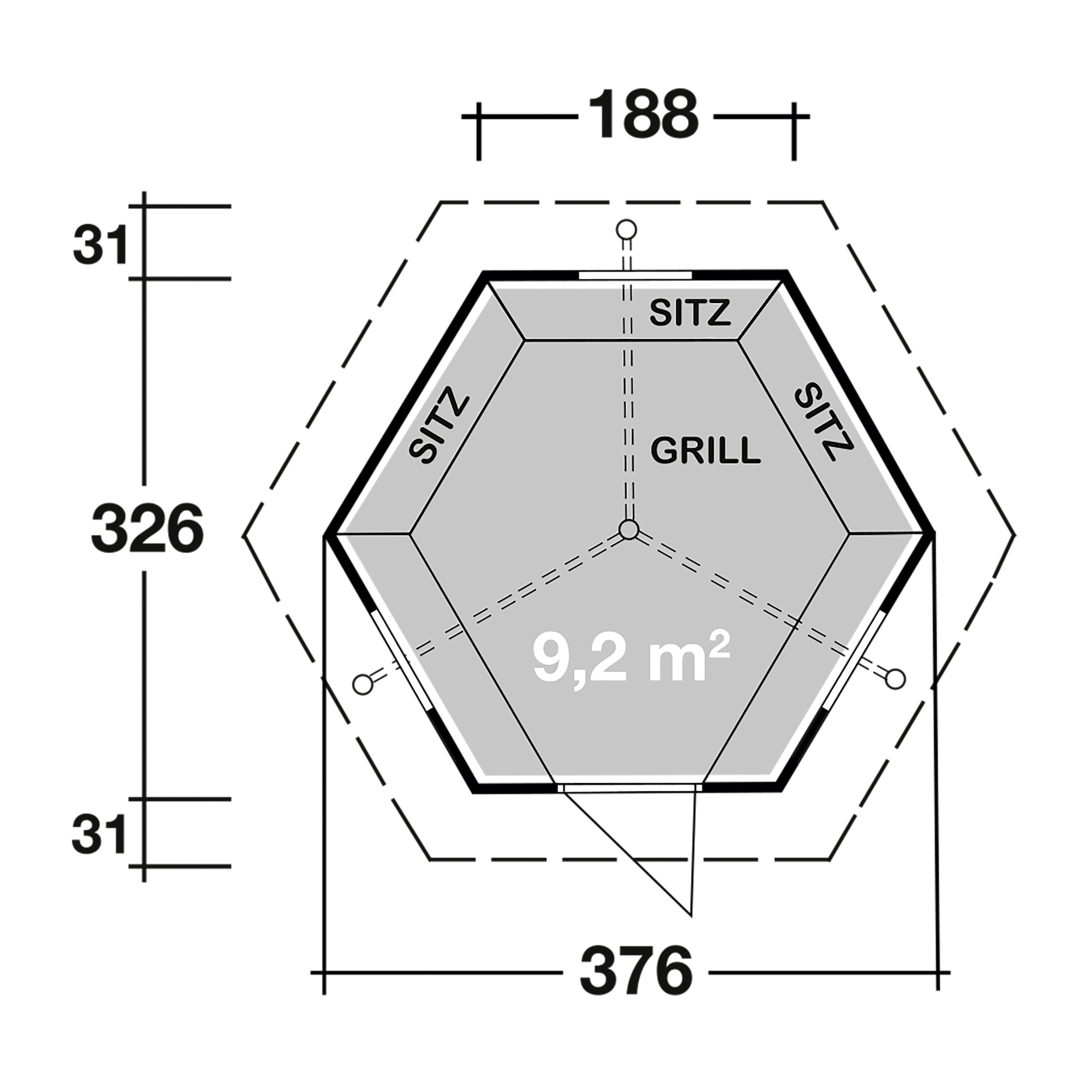 Wolff Grillkota »9 de luxe«, mit Lapplandpaket und schwarzen Schindeln