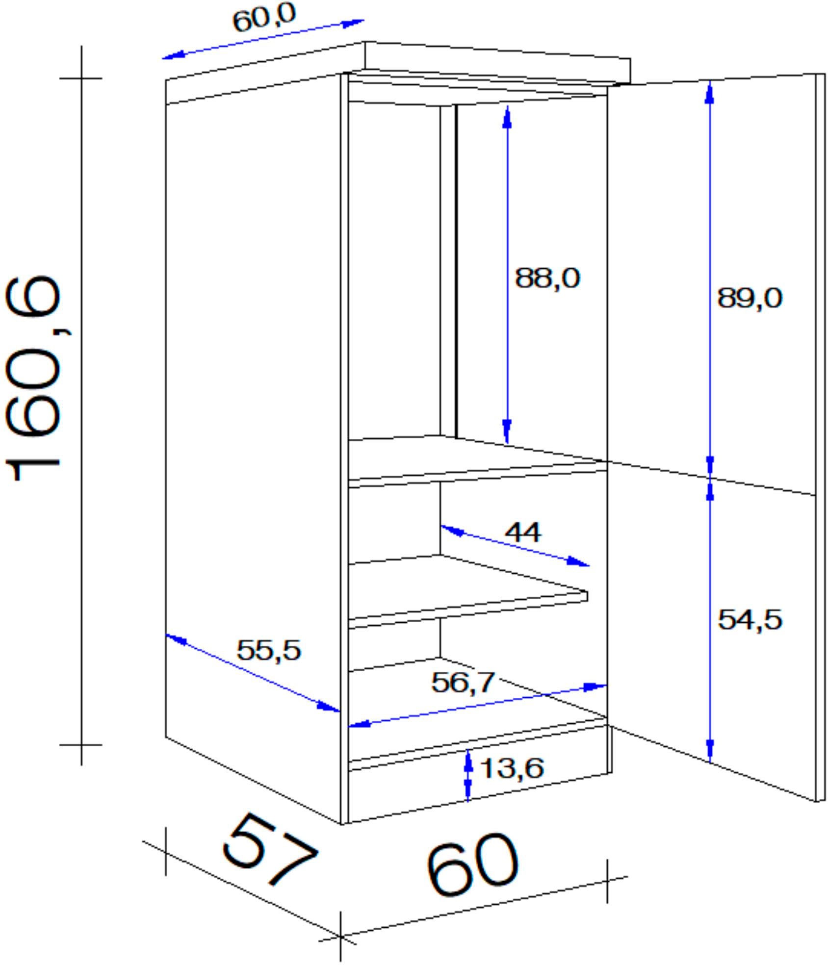 Flex-Well Kühlumbauschrank »Wito«, (B x H x T) 60 x 161/162 x 60 cm