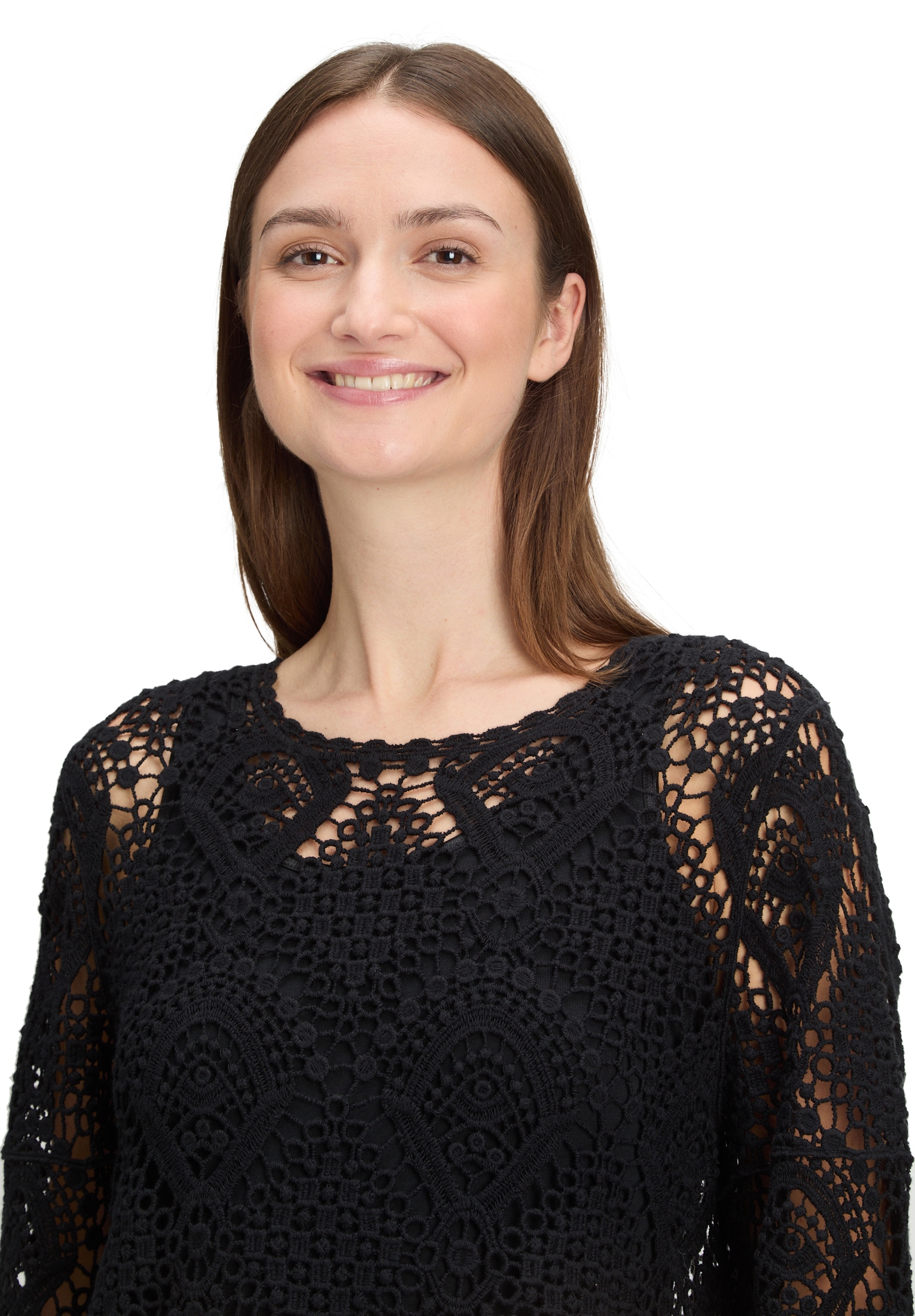 Betty&Co Rundhalspullover »Lochstrick-Pullover mit Lochmuster«