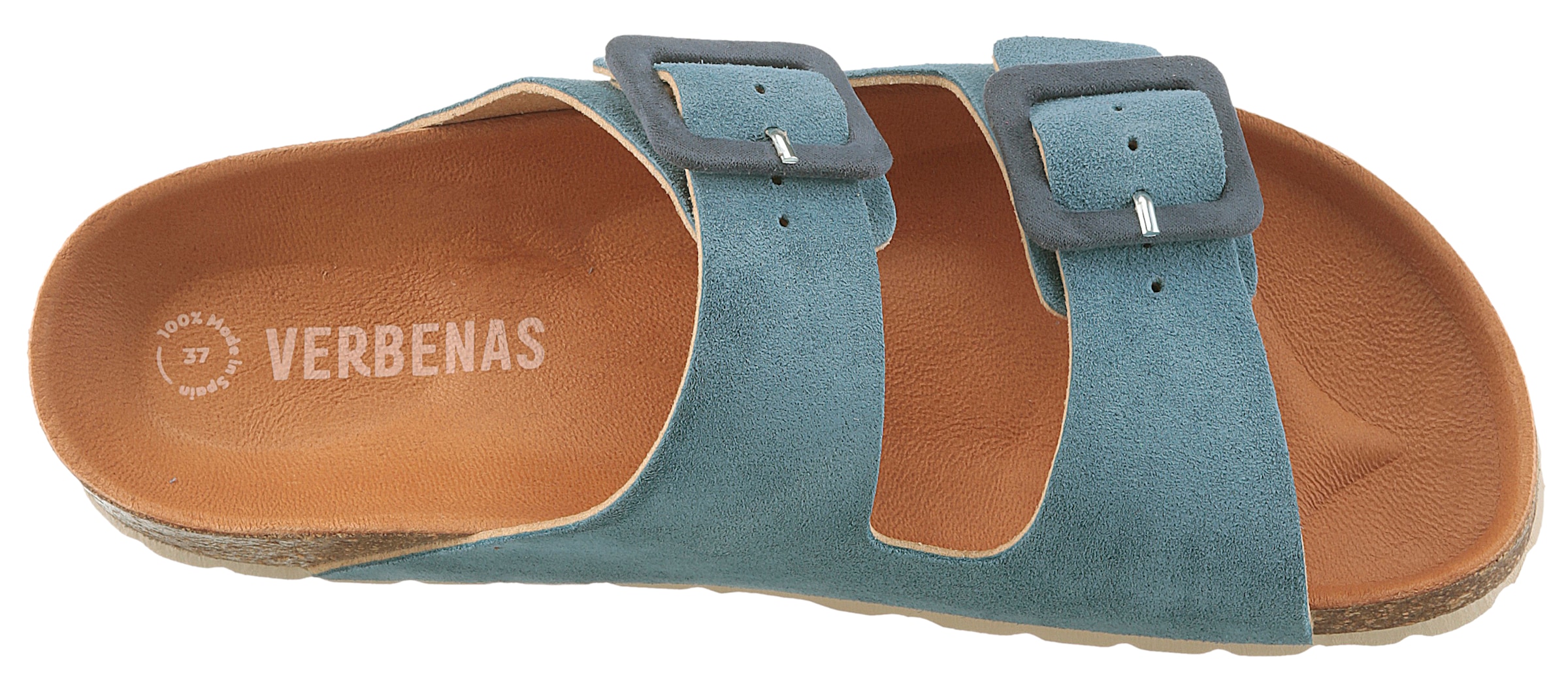 VERBENAS Pantolette »Randell Velour«, Sommerschuh, Schlappen, Hausschuh, Urlaubschuh mit Softfußbett