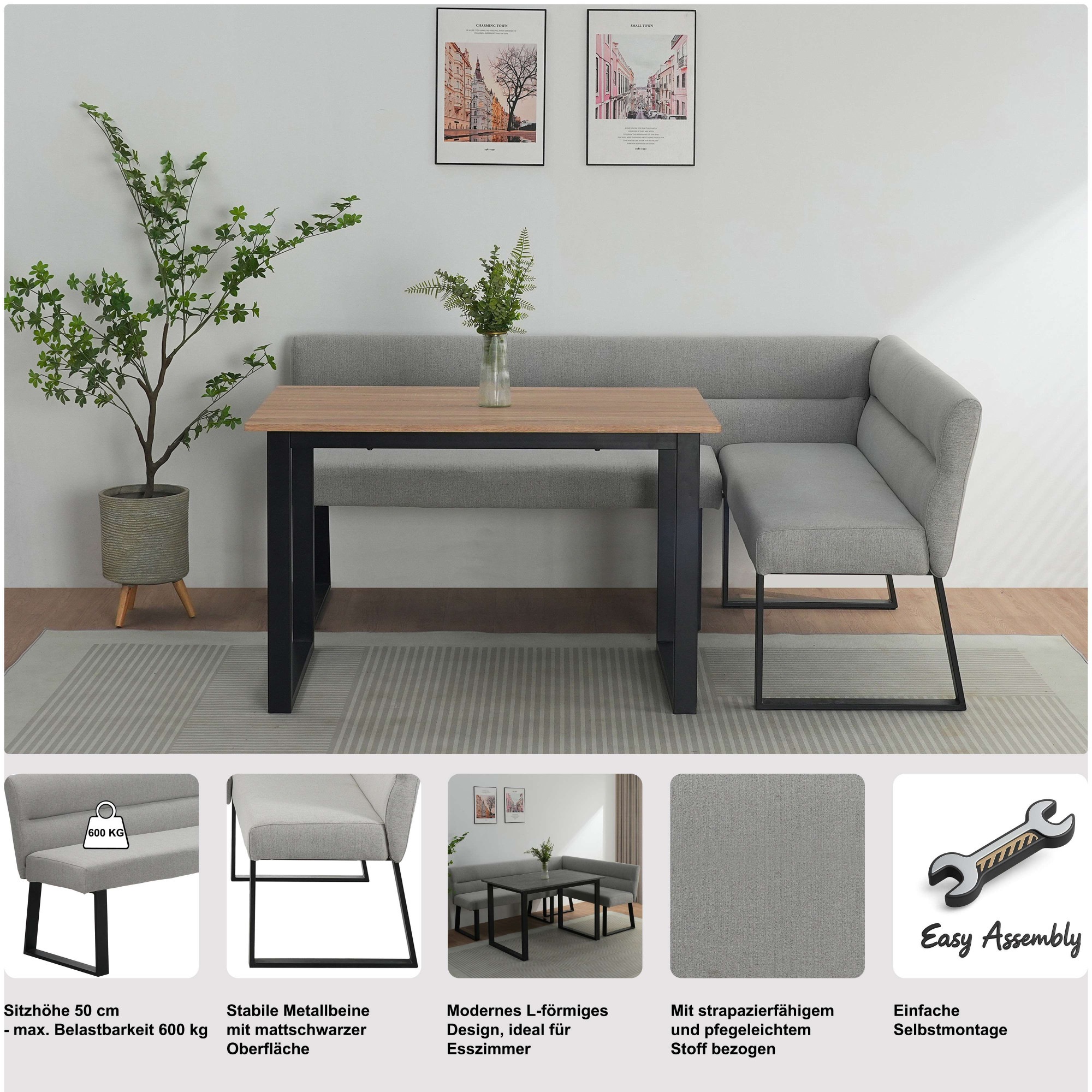 OTTO home Essbank »Ivanna« gepolsterte Rückenlehne und Sitzfläche