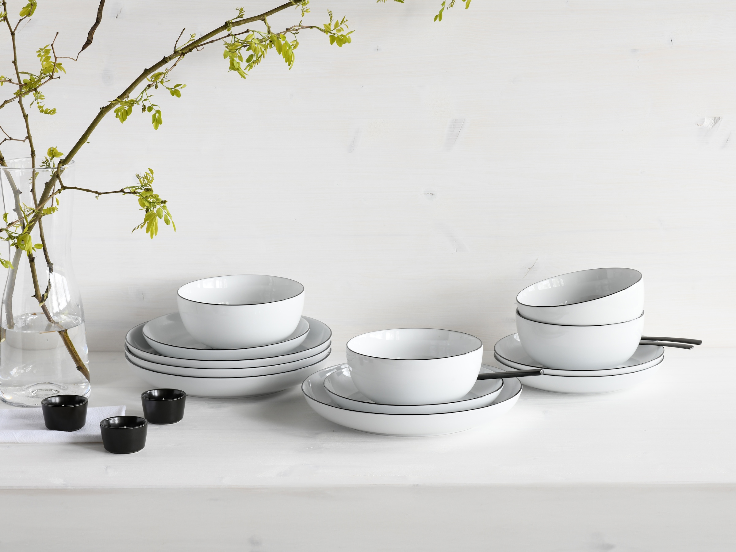 CreaTable Teller-Set »Allround Black Line, Tellerset 12-tlg« Daily Use, Zeitlos