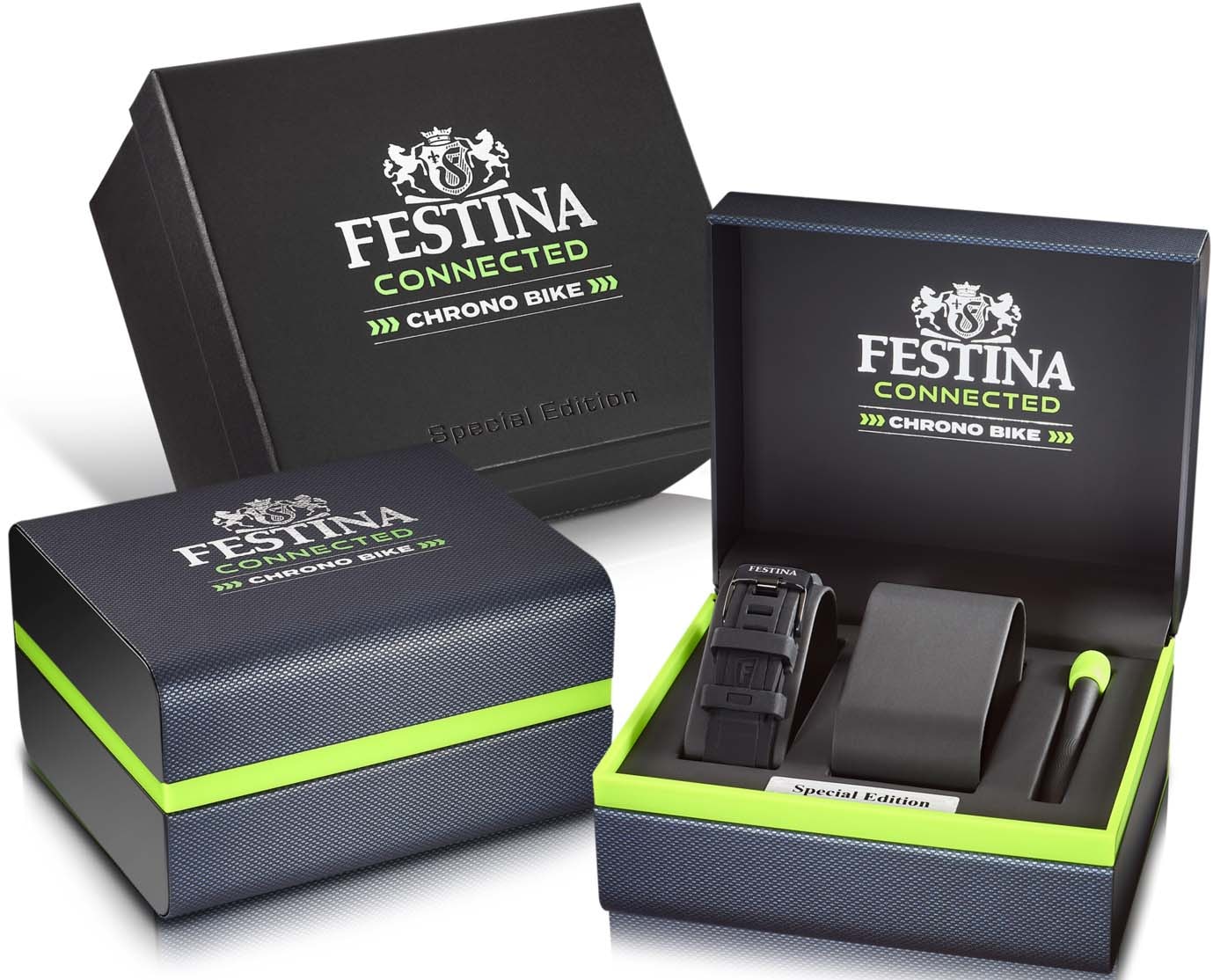 Festina Chronograph »Chrono Bike Connected - Special Edition«, (Set, 3 tlg., Uhr mit Wechselband und Werkzeug), Armbanduhr, Quarzuhr, Herrenuhr, Stoppfunktion, Saphirglas