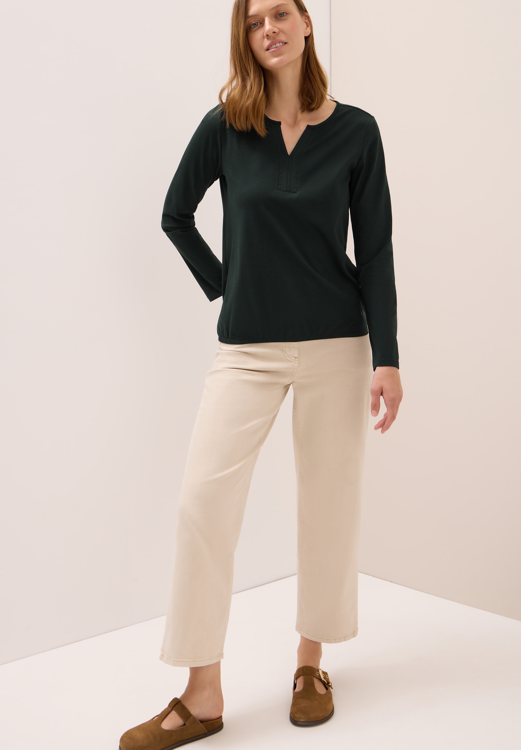 Cecil Tunikashirt, Split Neck, unifarben