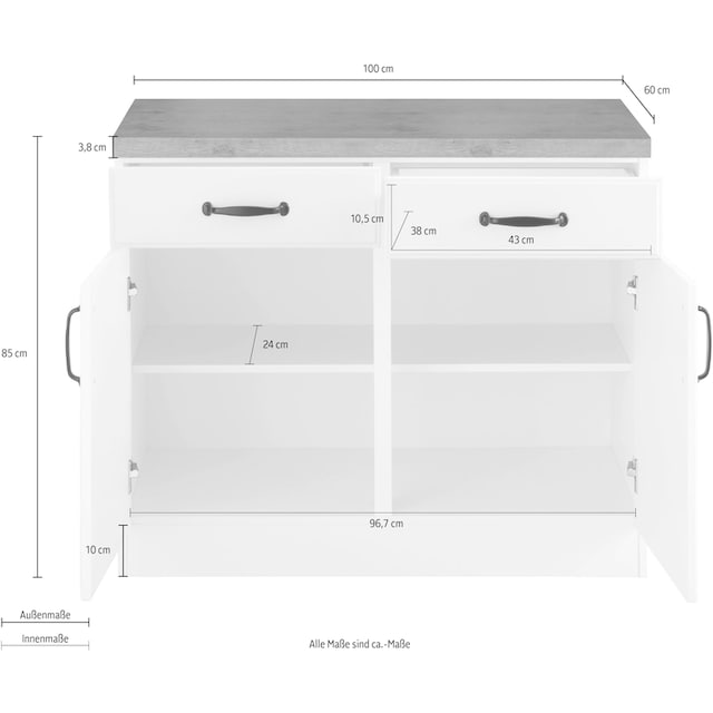 wiho Küchen Unterschrank »Erla«, 100 cm breit mit Kassettenfront bestellen  bei OTTO