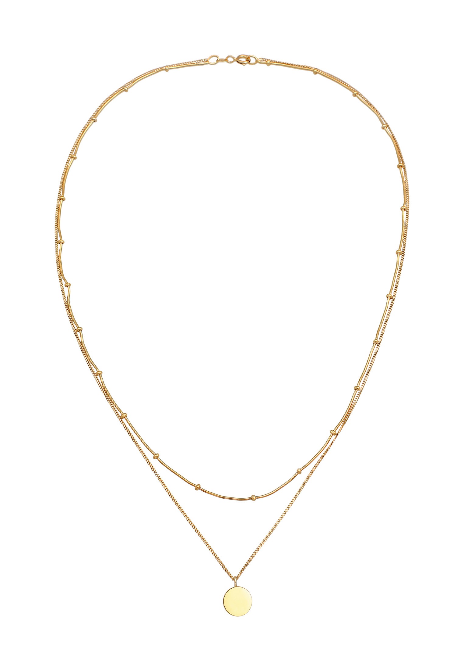 Elli Silberkette »Halskette 2-lagig Layer Plättchen Kreis 925 Silber«
