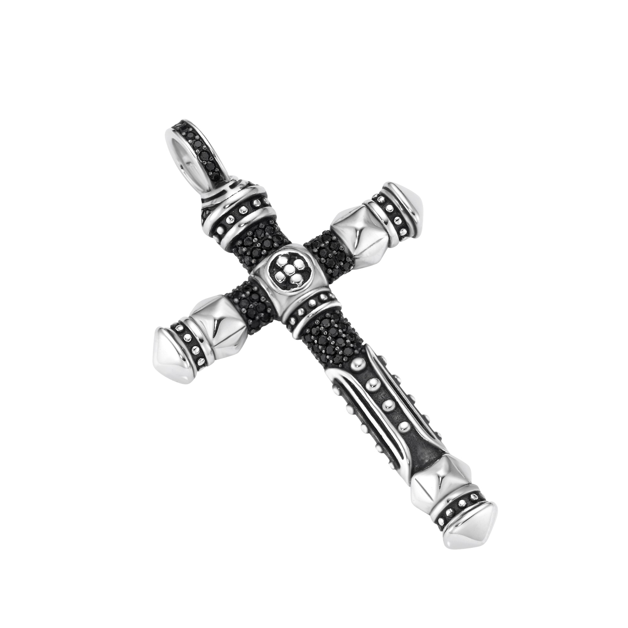 GIORGIO MARTELLO MILANO Kreuzanhänger »Anhänger Kreuz mit schwarzen Spinellen, Silber 925«