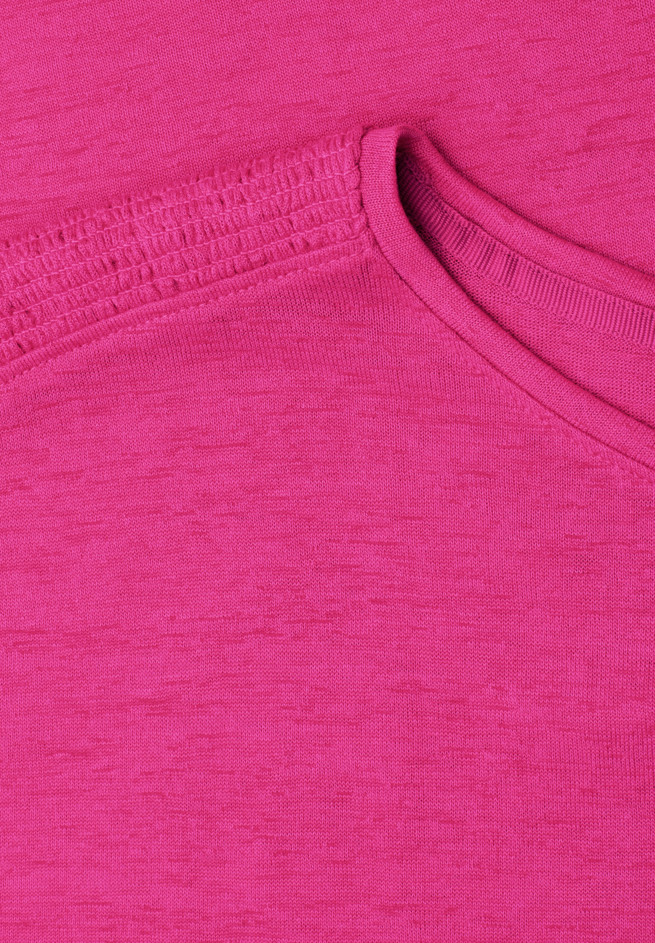 STREET ONE Shirttop Sommershirt mit Boat Neck und Smok-Detail