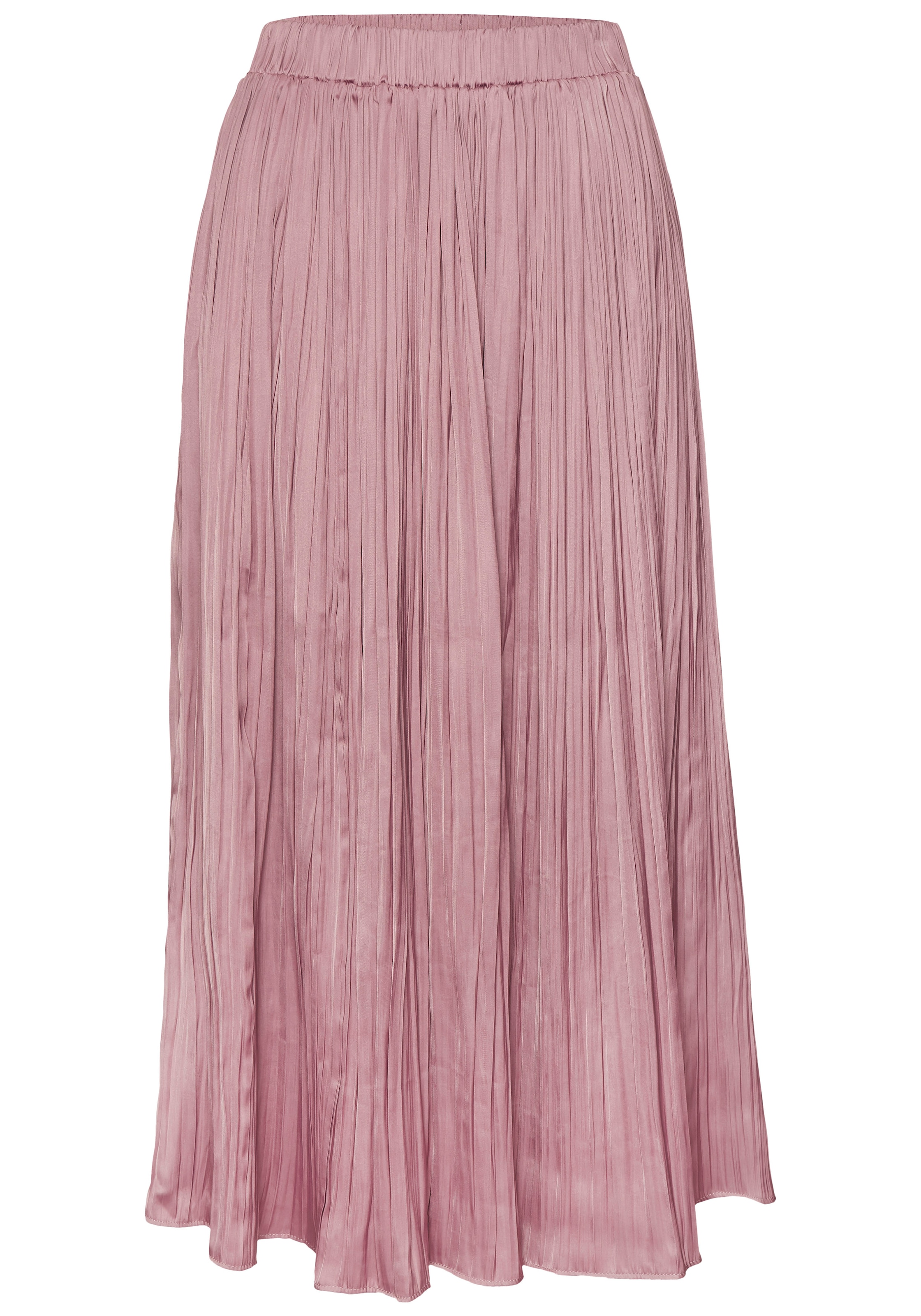 LASCANA Maxirock mit Plisseefalten, edel glänzende Ware