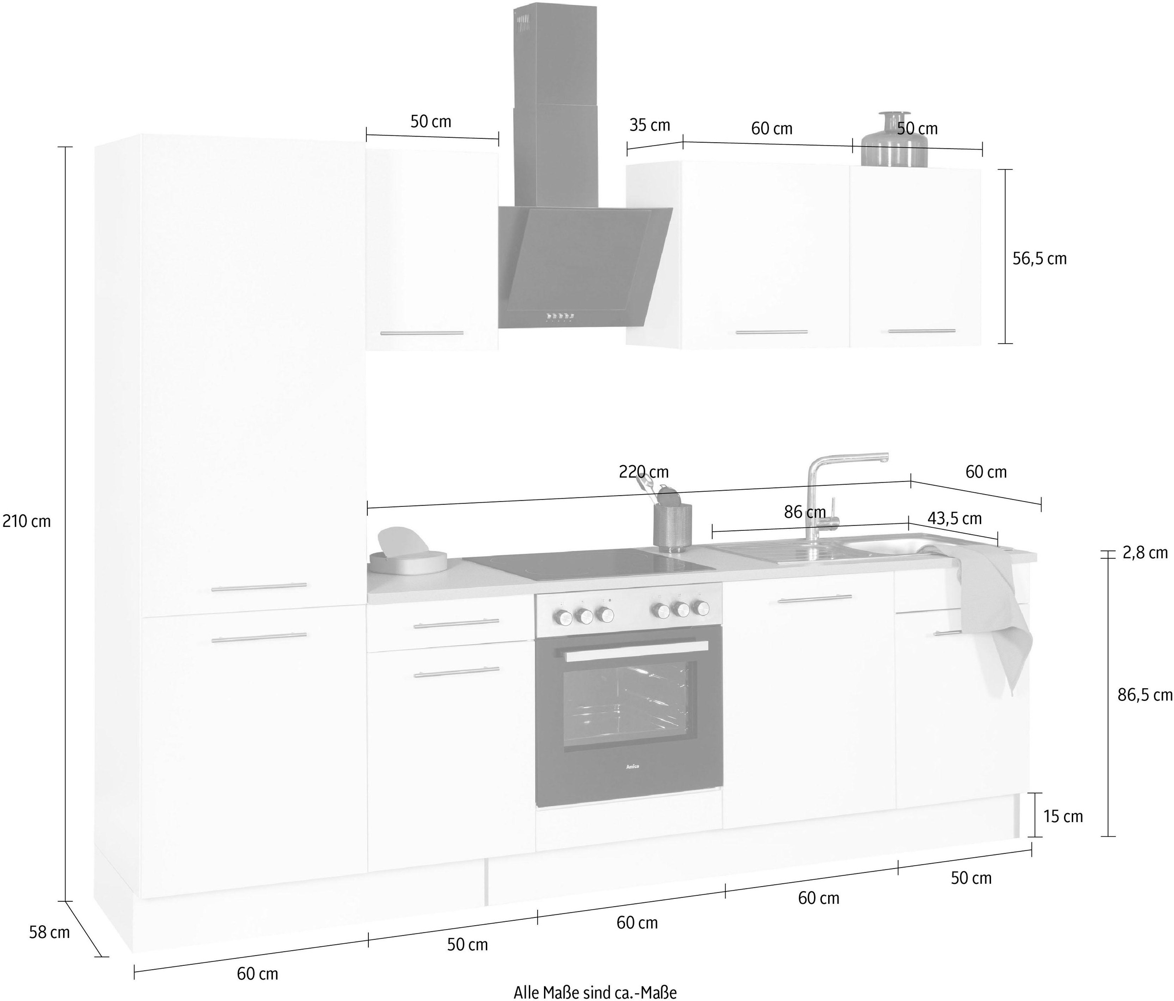 wiho Küchen Küchenzeile »Ela«, Breite 280 cm, Soft-Close-Funktion, höhenverstellbare Füße