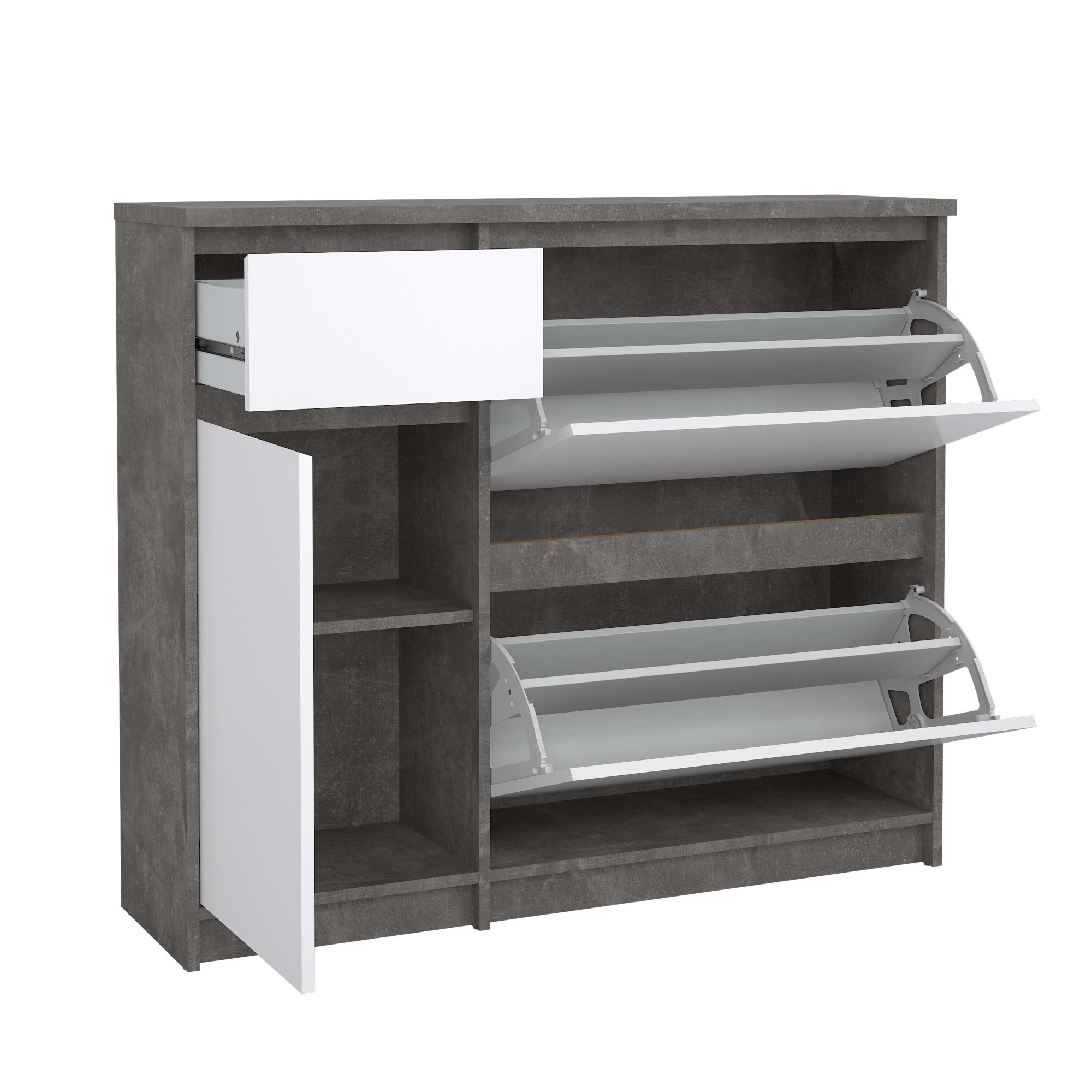 INOSIGN Schuhschrank »Naia Schuhaufbewahrung, Schuhkommode, Schuhregal, Garderobenschrank,«, mit 2 Klappen und 1 Tür und 1 Schublade, Breite 109 cm