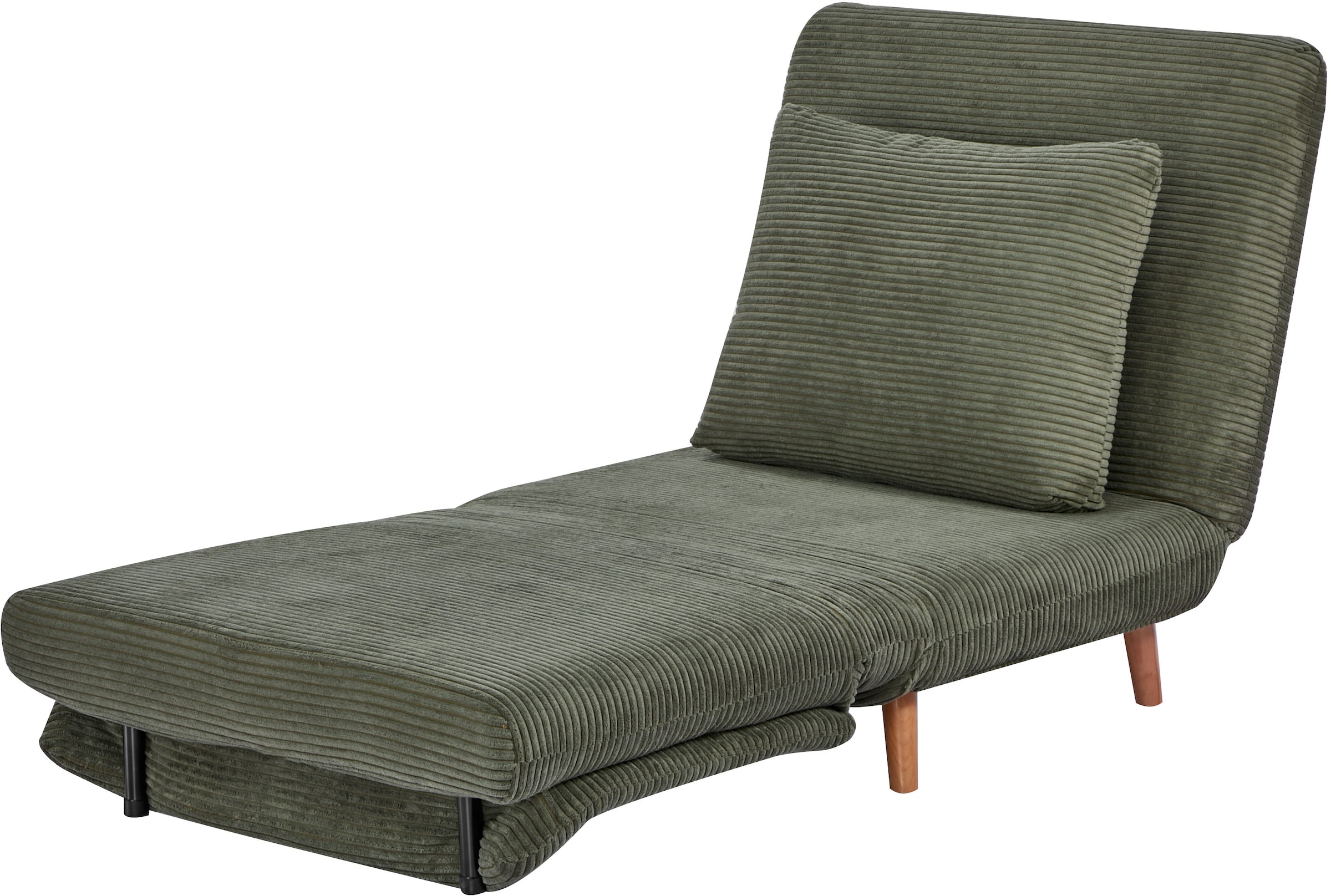 INOSIGN Sessel »AINSLEY«, wandelbar zum Gästebett, Schlafsofa, Webstoff u. Cord-Bezug