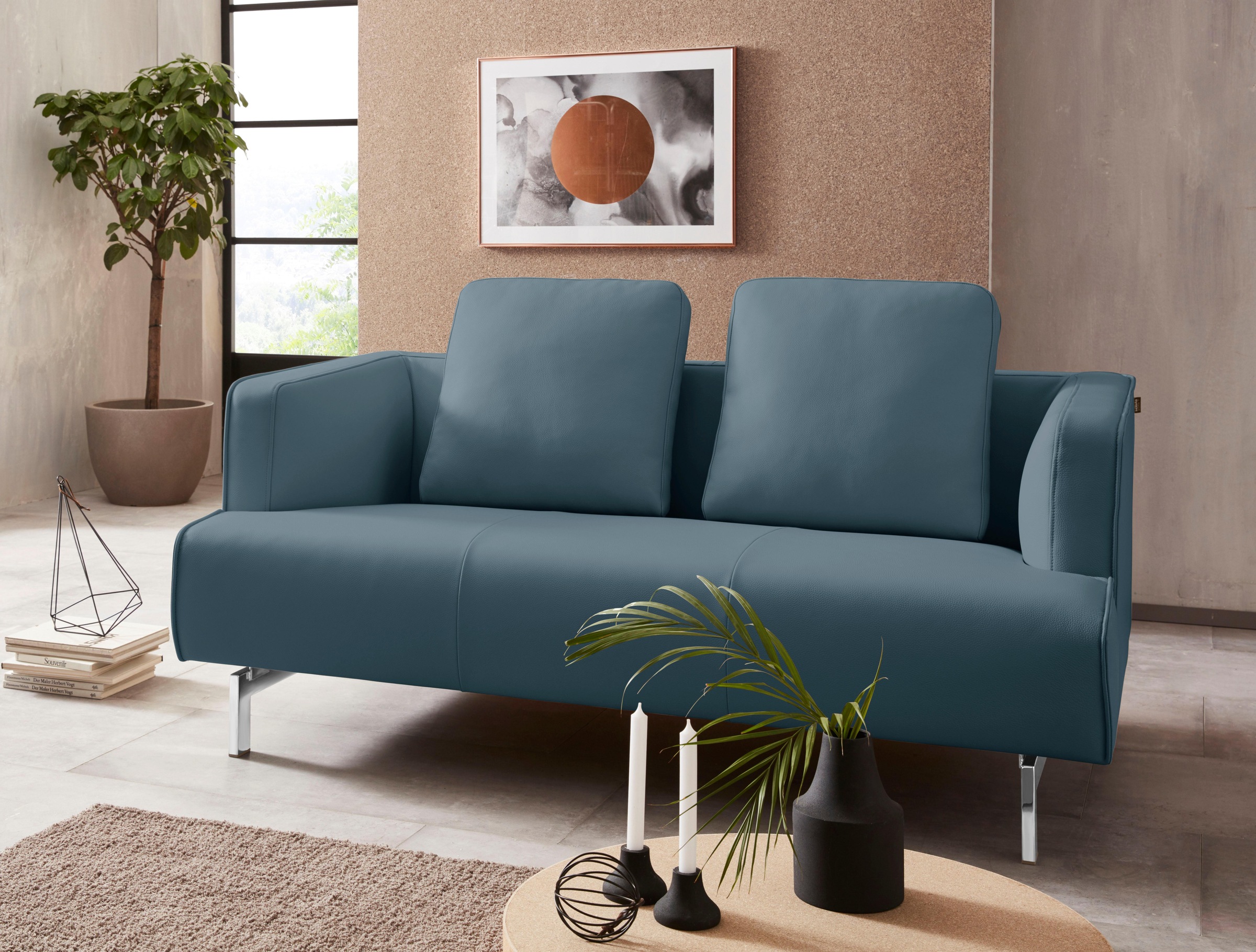 hülsta sofa 2-Sitzer »hs.440«, wahlweise in Stoff oder Leder, Spangenfüße glanzchrom