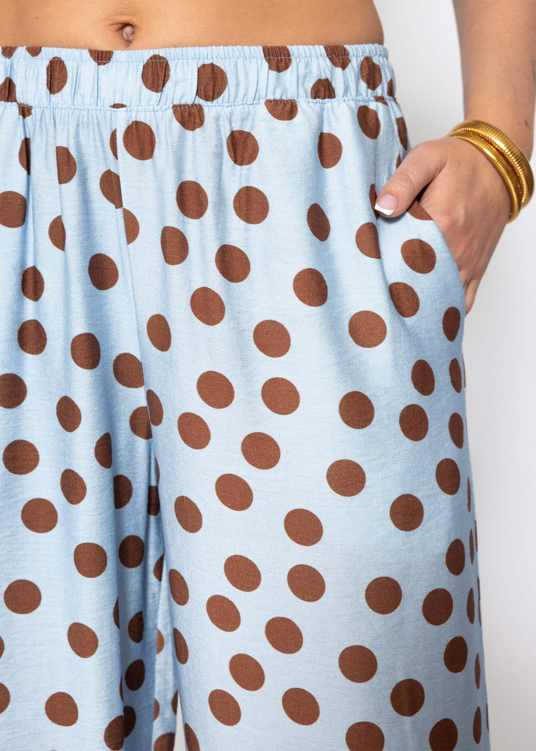 SASSYCLASSY Stoffhose »Hose mit Polka-Dots«  Lockere Viskosehose mit elastischem Bund und Taschen Hellblau