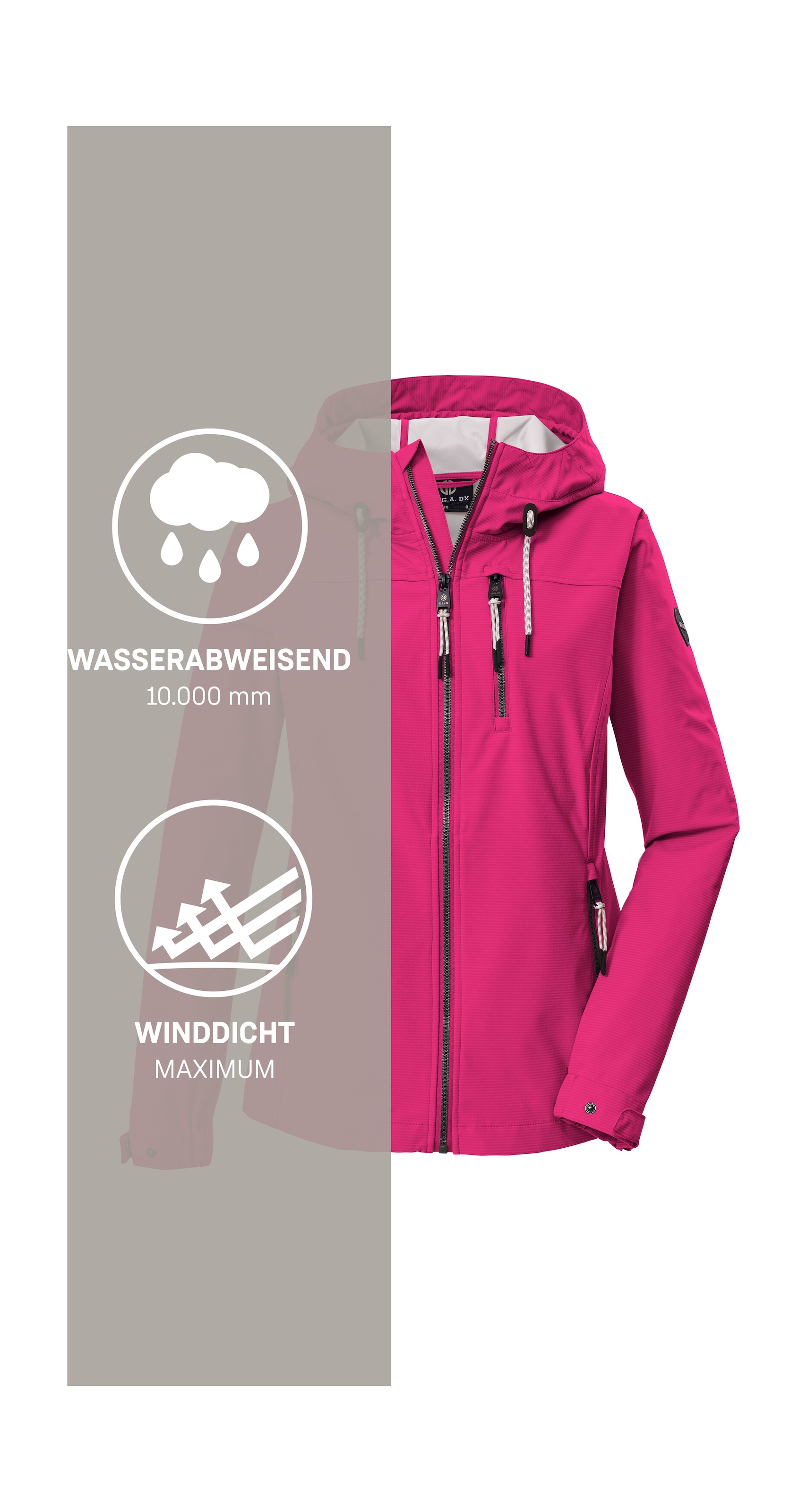 G.I.G.A. DX by killtec Softshelljacke »GS 111 WMN SFTSHLL JCKT« Atmungsaktive, wasserabweisende Damenjacke mit verstellbarer Kapuze