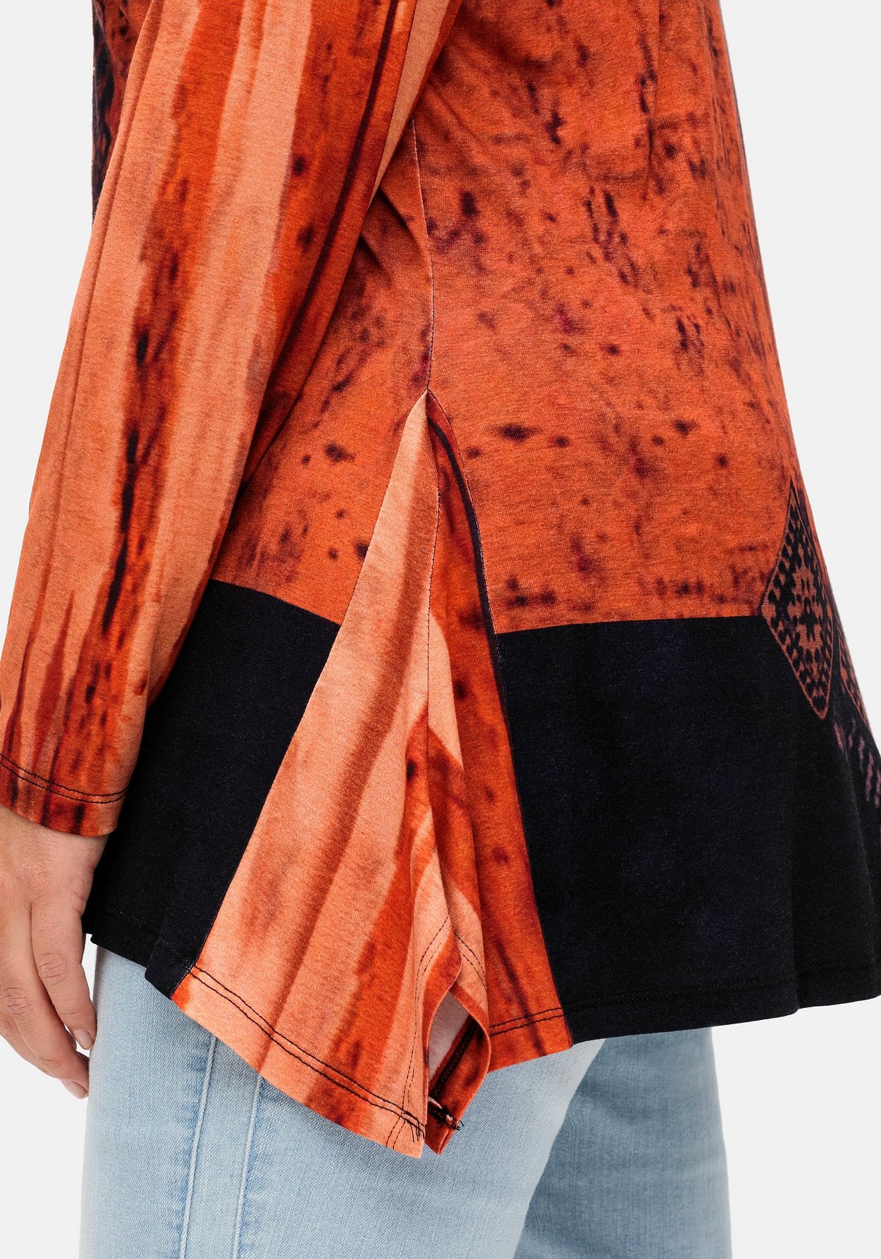 Sheego Langarmshirt »Langarmshirt im Ethno-Stil, mit Zipfelsaum«