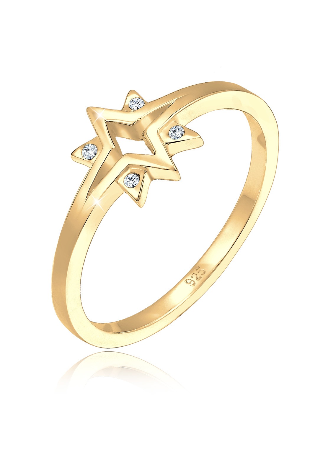 Elli Silberring »Ring Stern Glas Kristalle Weiß 925 Sterling Silber«