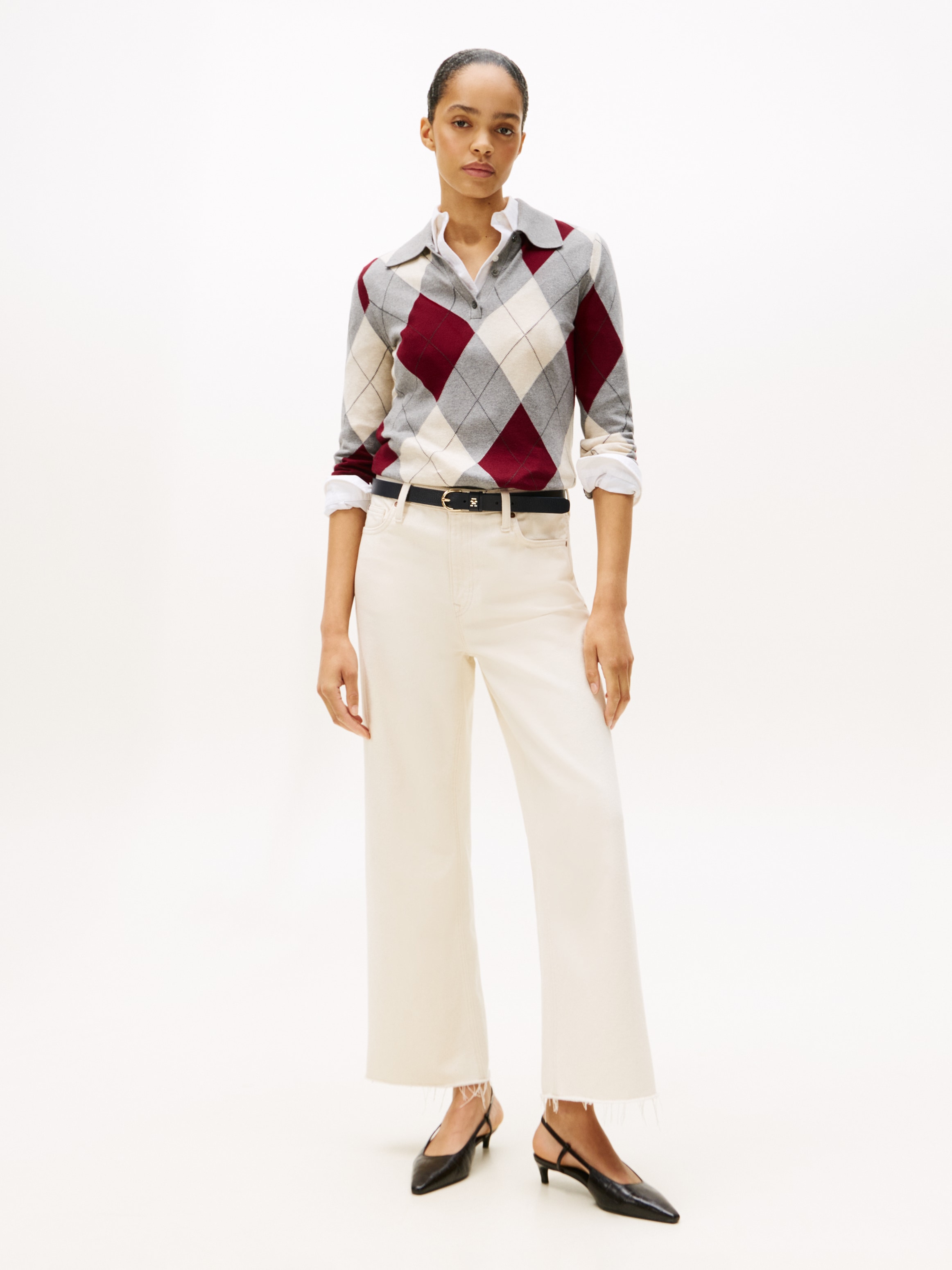 Tommy Hilfiger Strickpullover »CO ARGYLE POLO-NK SWEATER«