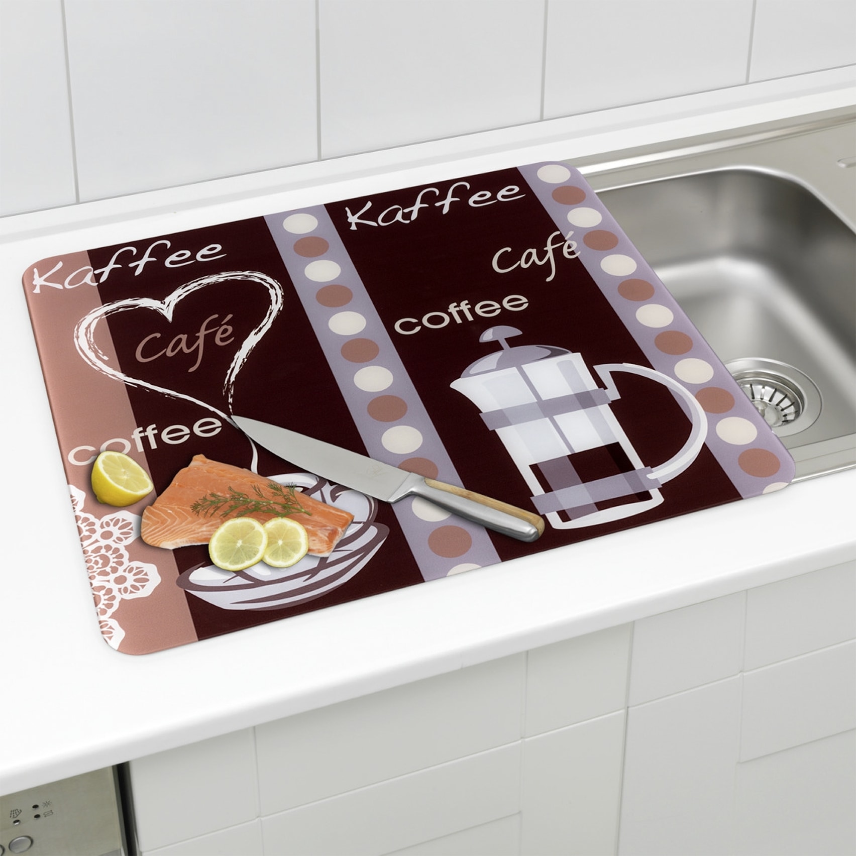 Maximex Schneide- und Abdeckplatte »Modell Kaffeeduft« Spritzschutz, Herdblende, Schneidbrett, für Glaskeramik-Kochfelder