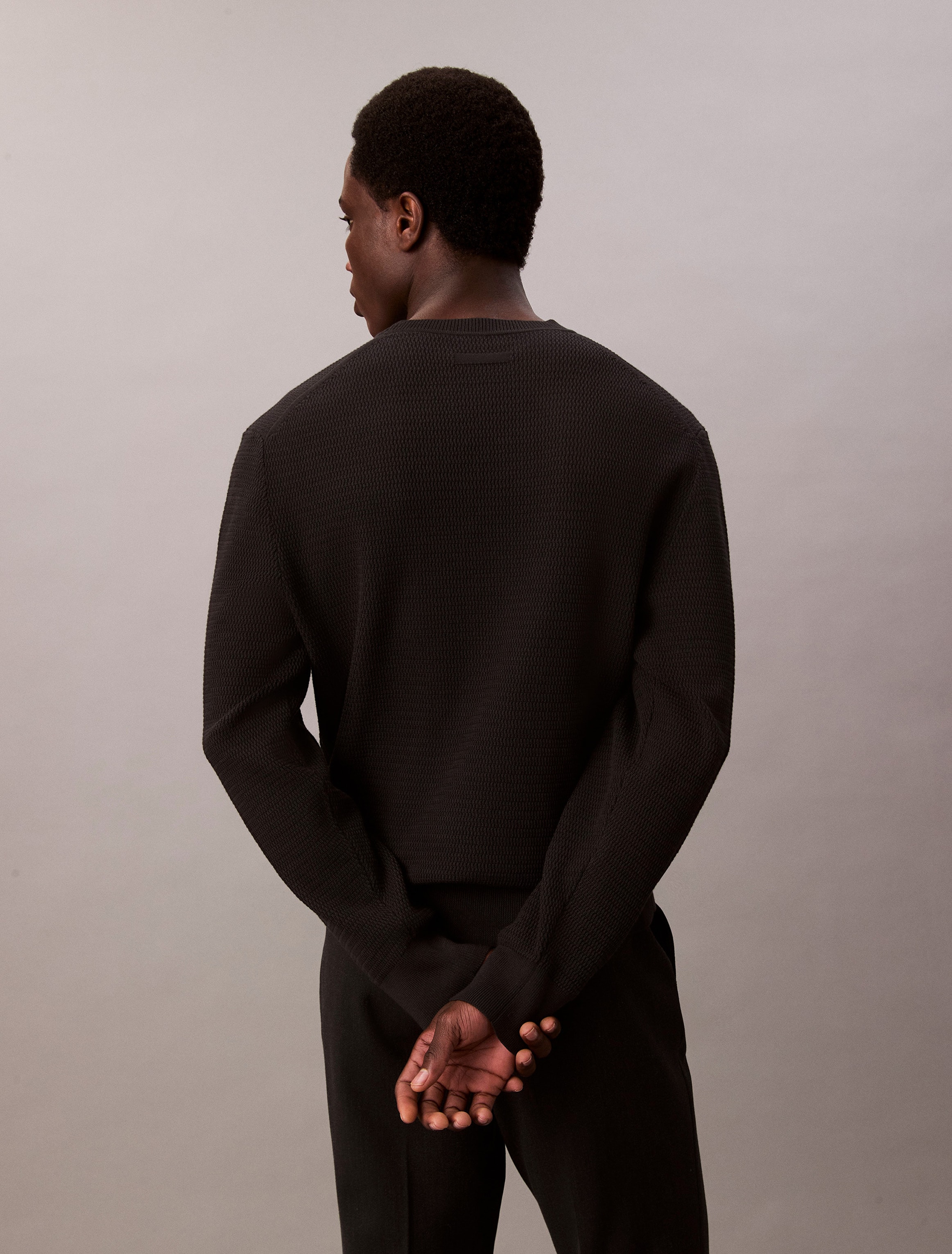 Calvin Klein Strickpullover »LS TXTR CTTN CRWNK S«, Mit Rundhalsausschnitt