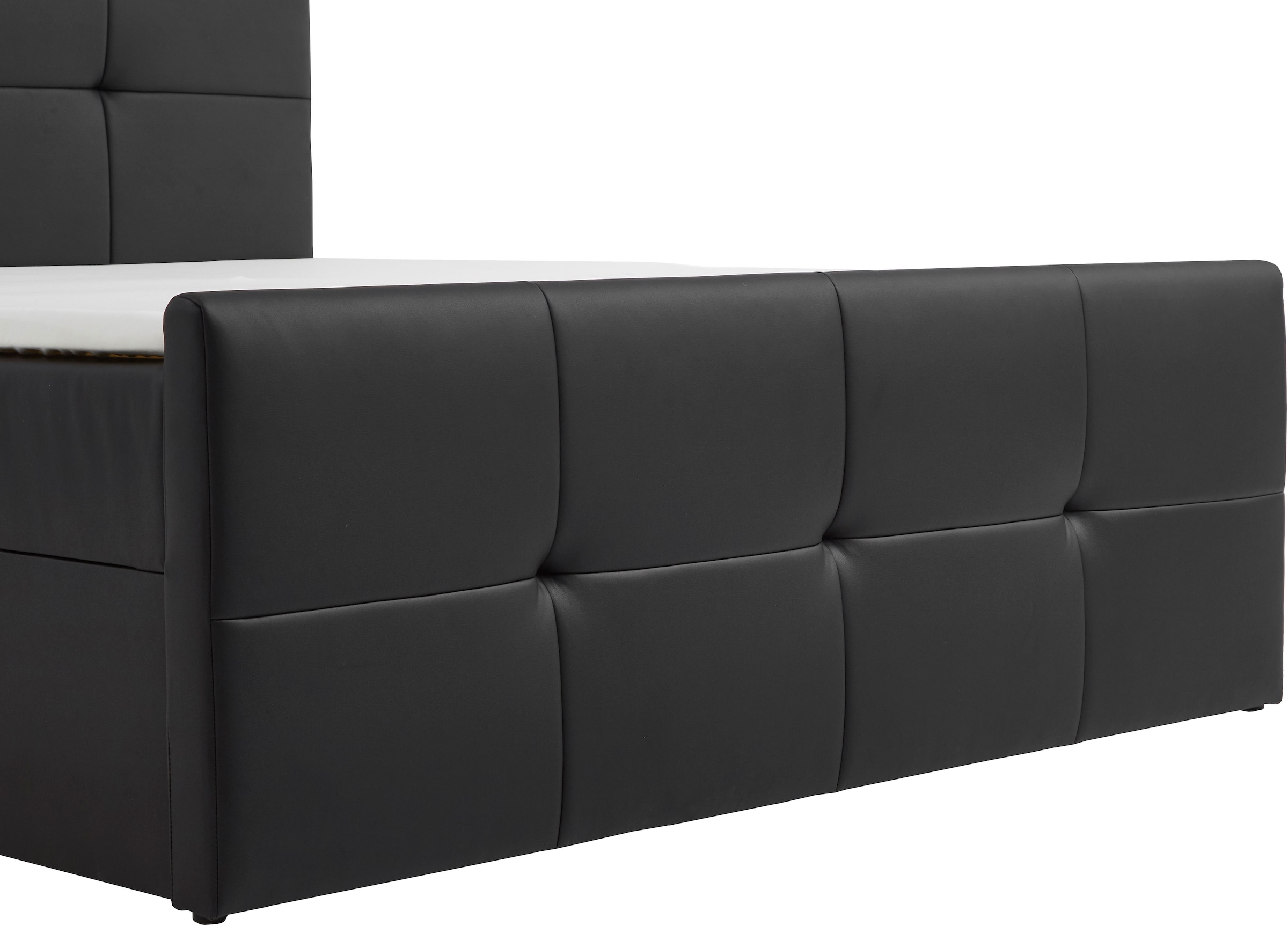 PLACES OF STYLE Boxbett »Mizzana inkl. Bettkasten, erhältlich in der Größe 180x200cm, H3« Bezug aus Kunstleder, inkl. PU-Schaumtopper