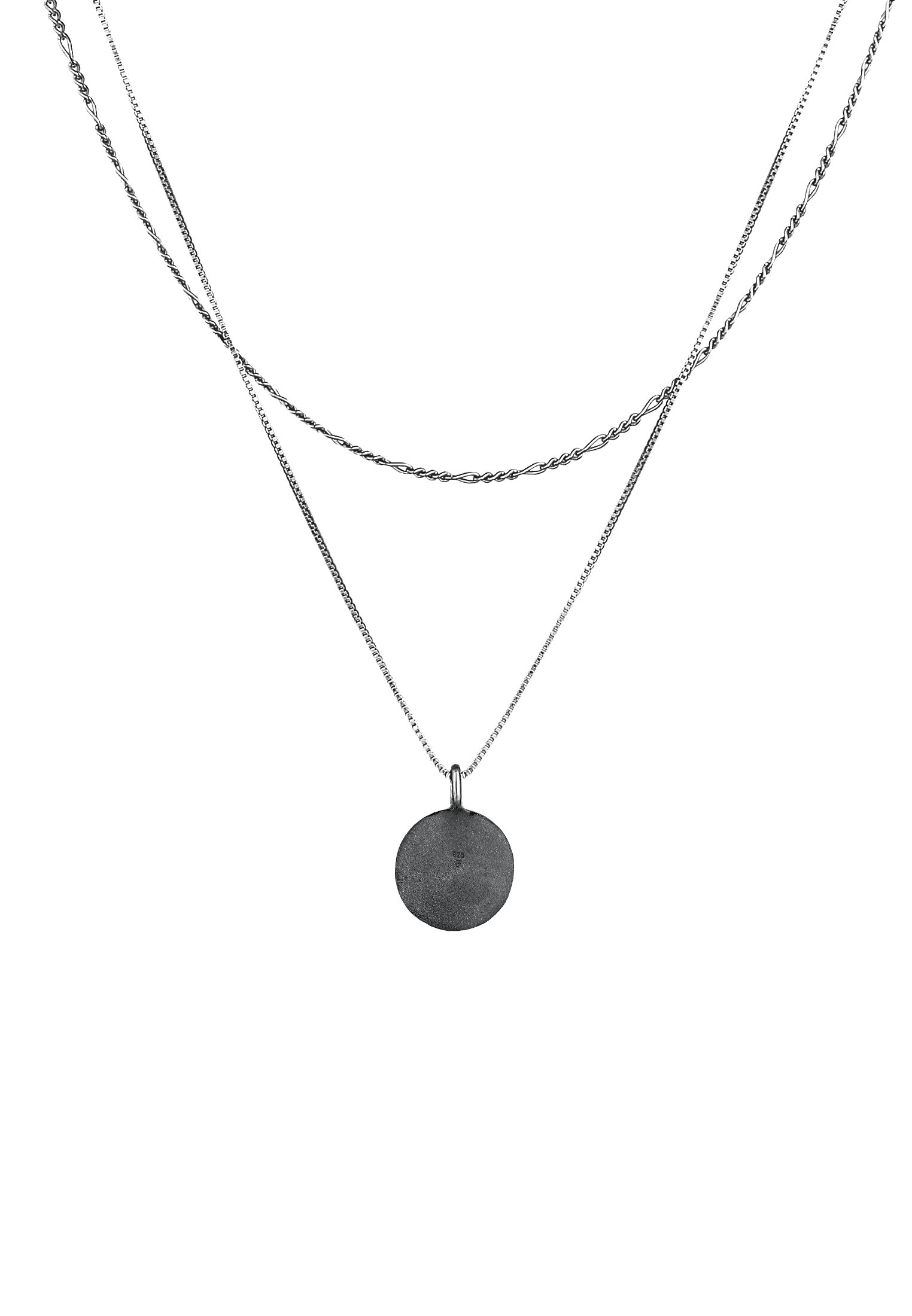 Kuzzoi Kette mit Anhänger »Halskette Herren Layer Figaro Venezianer Plättchen 925 Silber«