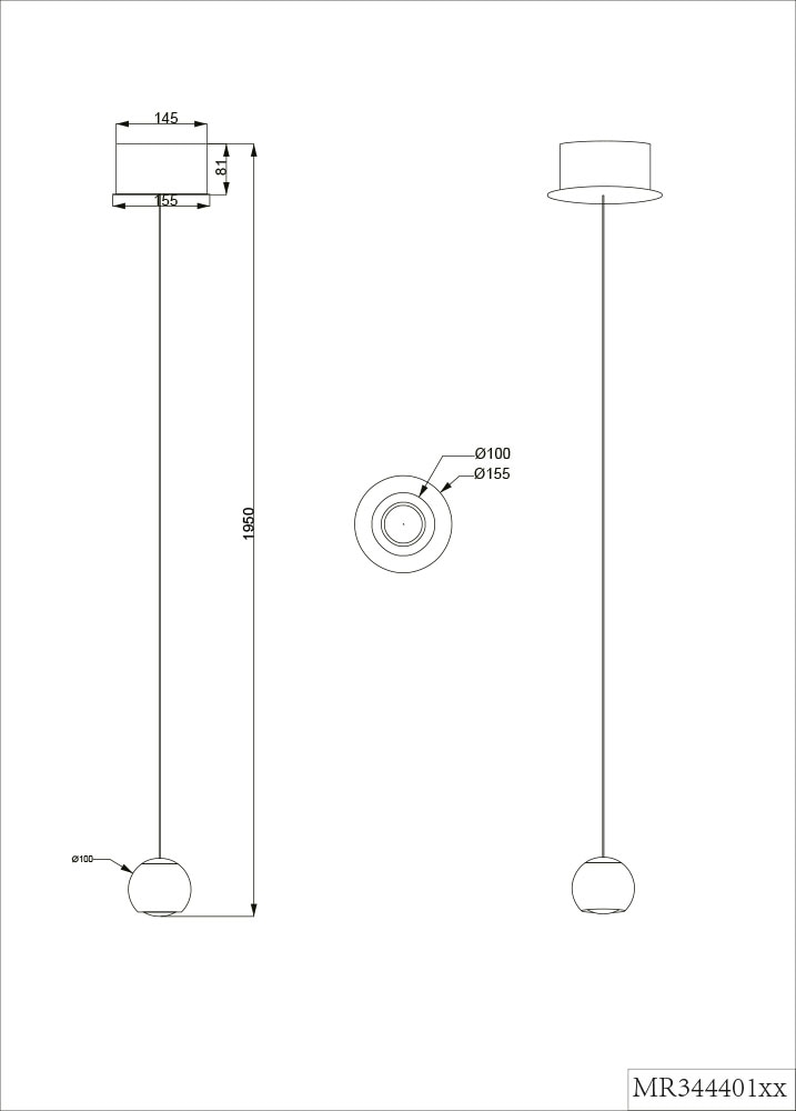 Musterring LED Pendelleuchte »CANNON, 1-flammige LED Hängelampe 5W 500Lumen 2300-4000K CCT« LED-Board 1 Stk. Farbwechsler | warmweiß - kaltweiß mit Fernbedienung, stufenlos höhenverstellbar max 195cm dimmbar Memory
