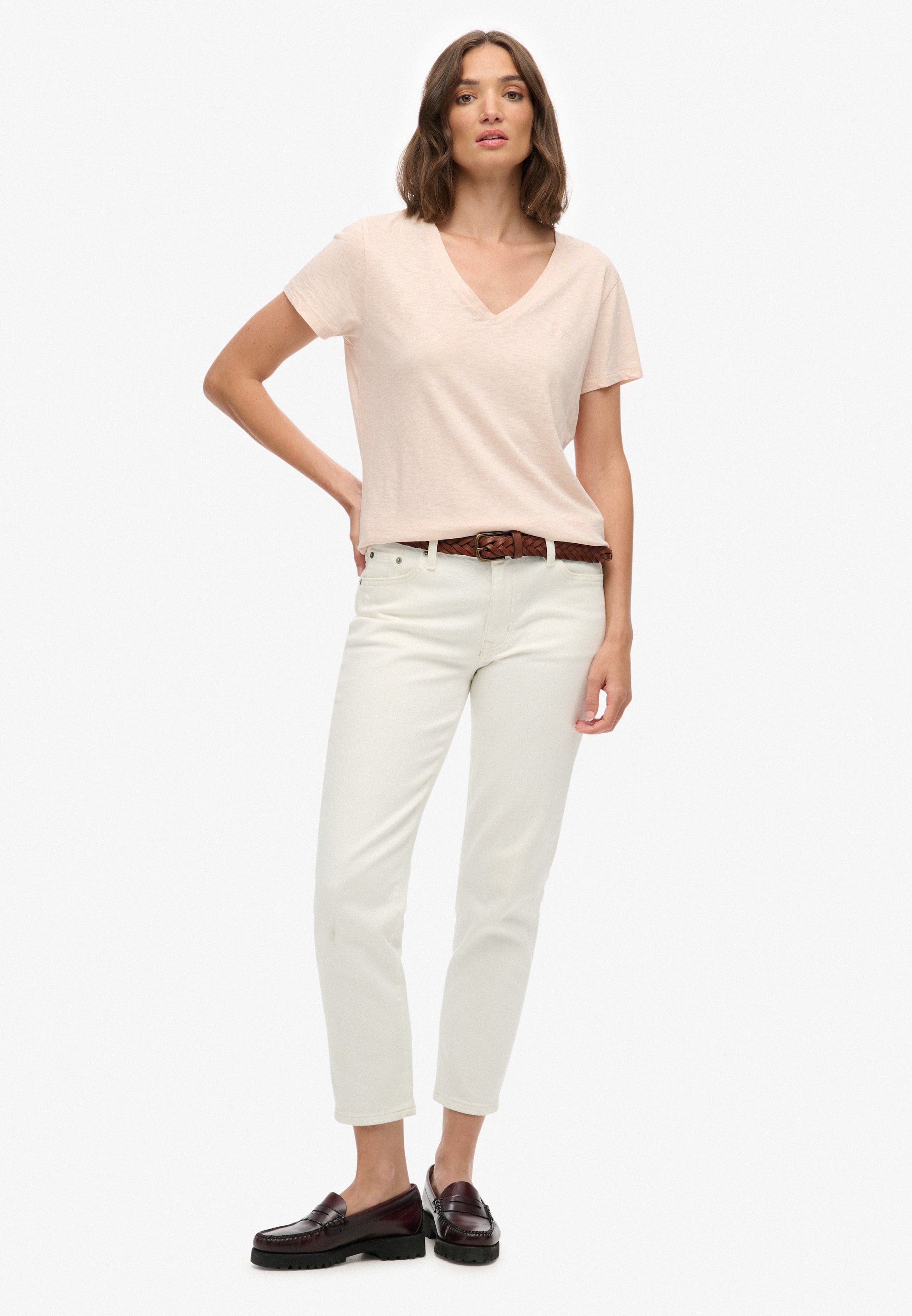 Superdry T-Shirt »STUDIOS SLUB EMB VEE TEE« Baumwollmischung, relaxed fit