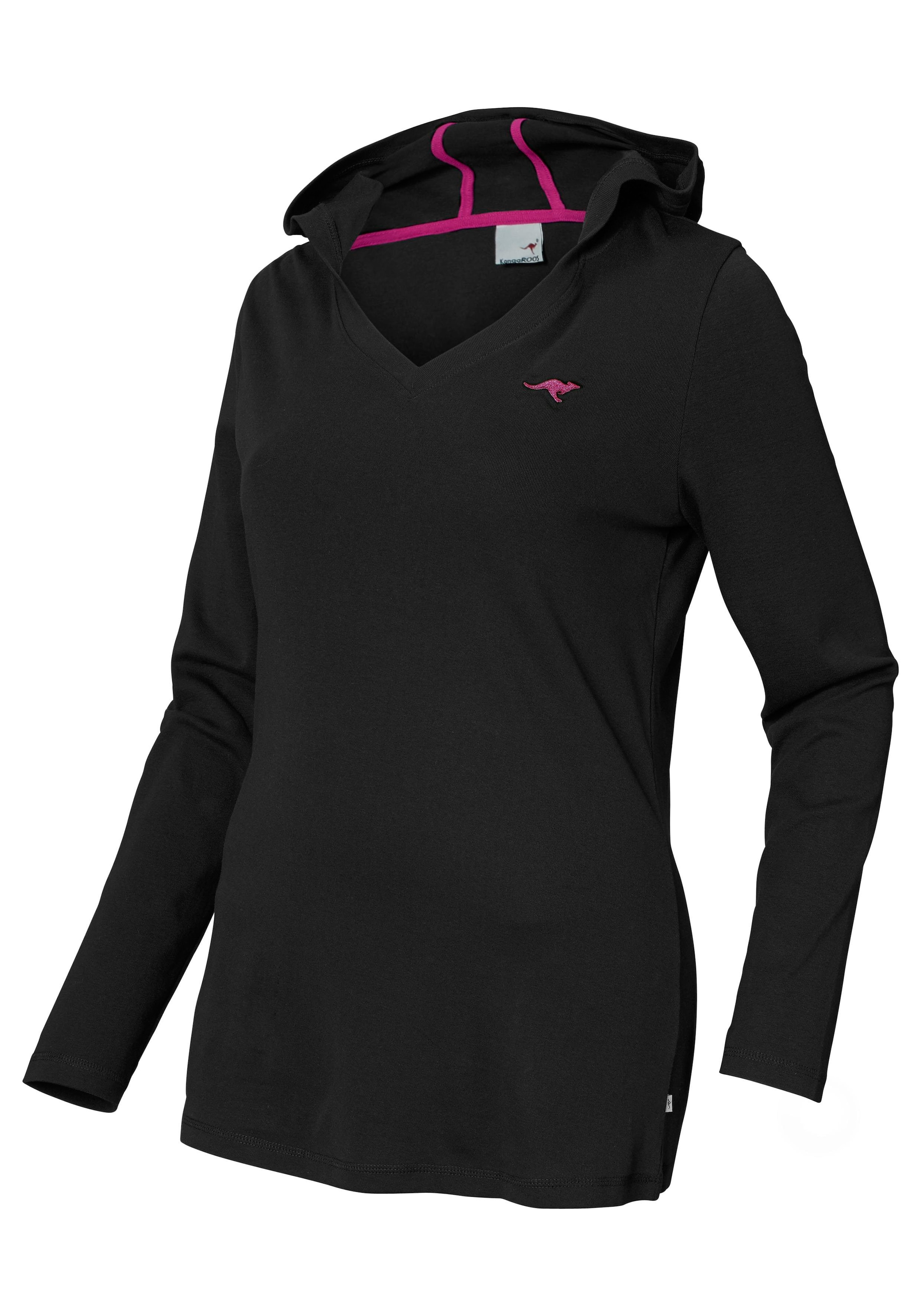 KangaROOS Kapuzenshirt, Langarm, po-bedeckend, V-Ausschnitt, aus 100% Baumwolle