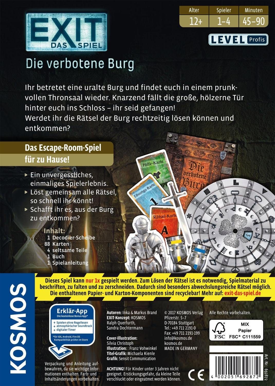 Kosmos Spiel »EXIT, Das Spiel, Die verbotene Burg«, Made in Germany
