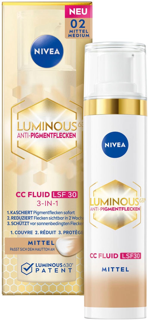 Nivea Gesichtsfluid »LUMINOUS630 Anti-Pigmentflecken CC Fluid 3in1 Mittel LSF 30«