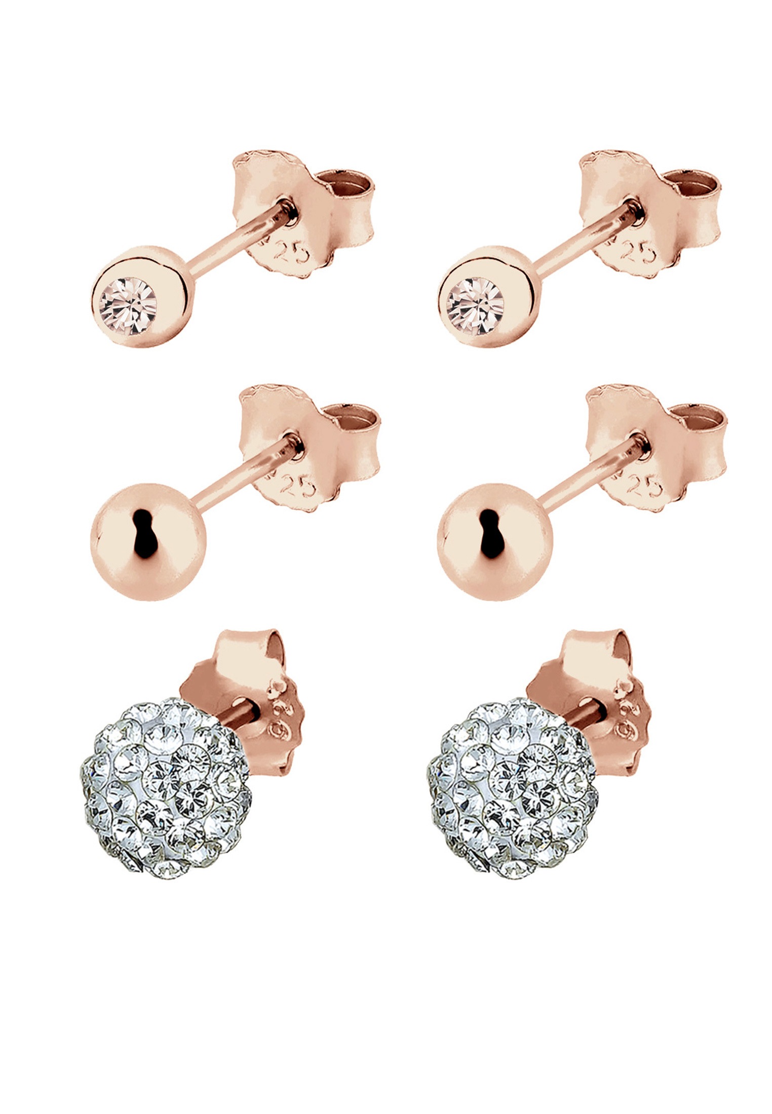 Elli Ohrstecker-Set »Ohrringe 3er Set Kristalle 925 Silber«