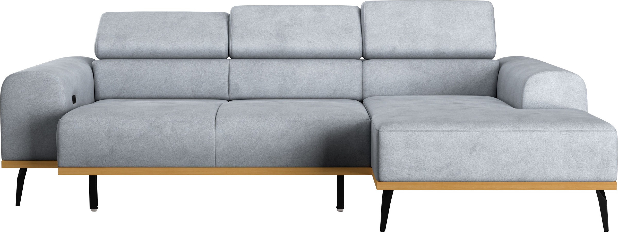 Places of Style Ecksofa »Carlo L-Form«, mit Kopfteilverstellung & Holz-Rahmenoptik, wahlweise Relaxfunktion