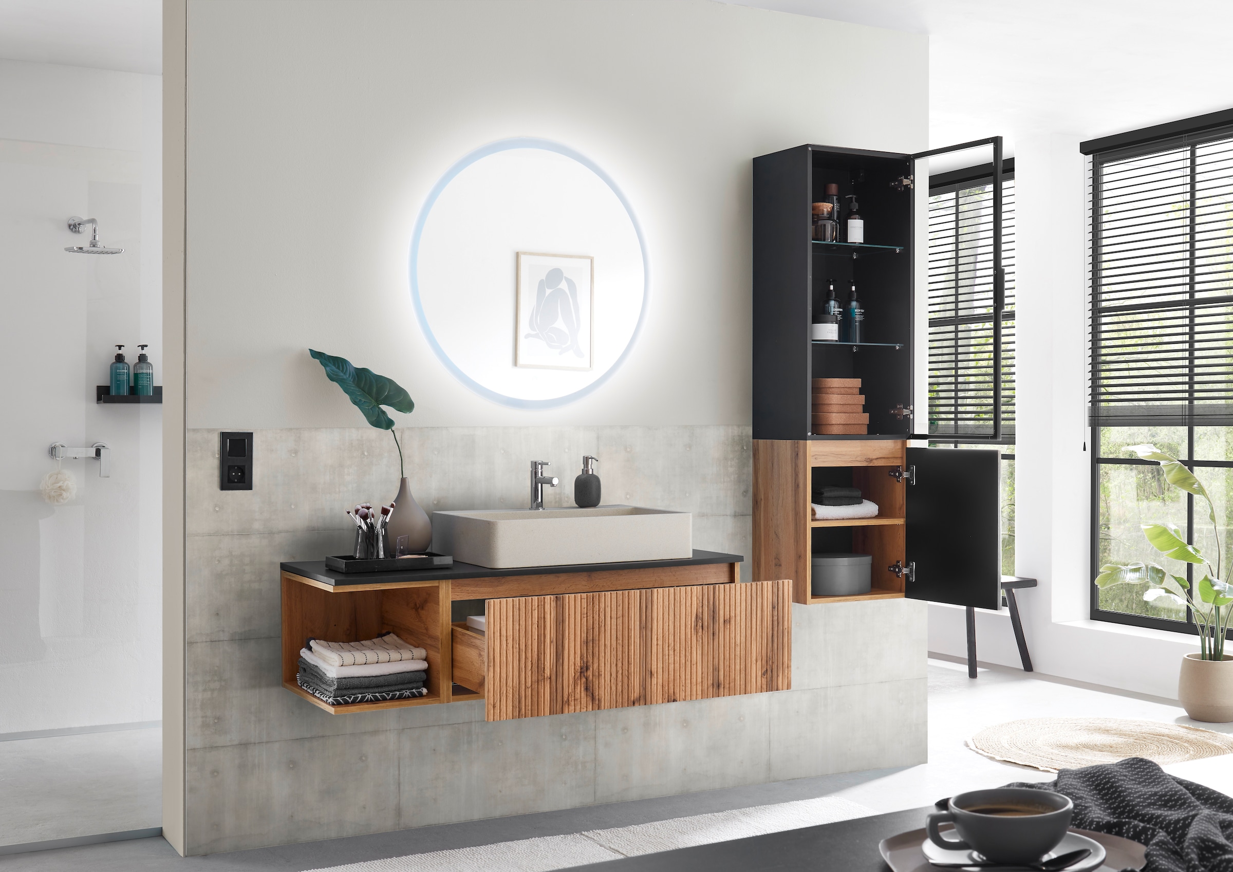 BASIC by Balculina Hochschrank »Loris BxHxT 40x140x32 cm« 1 Stk. tlg. Breite 40cm, Softclose, Glastür