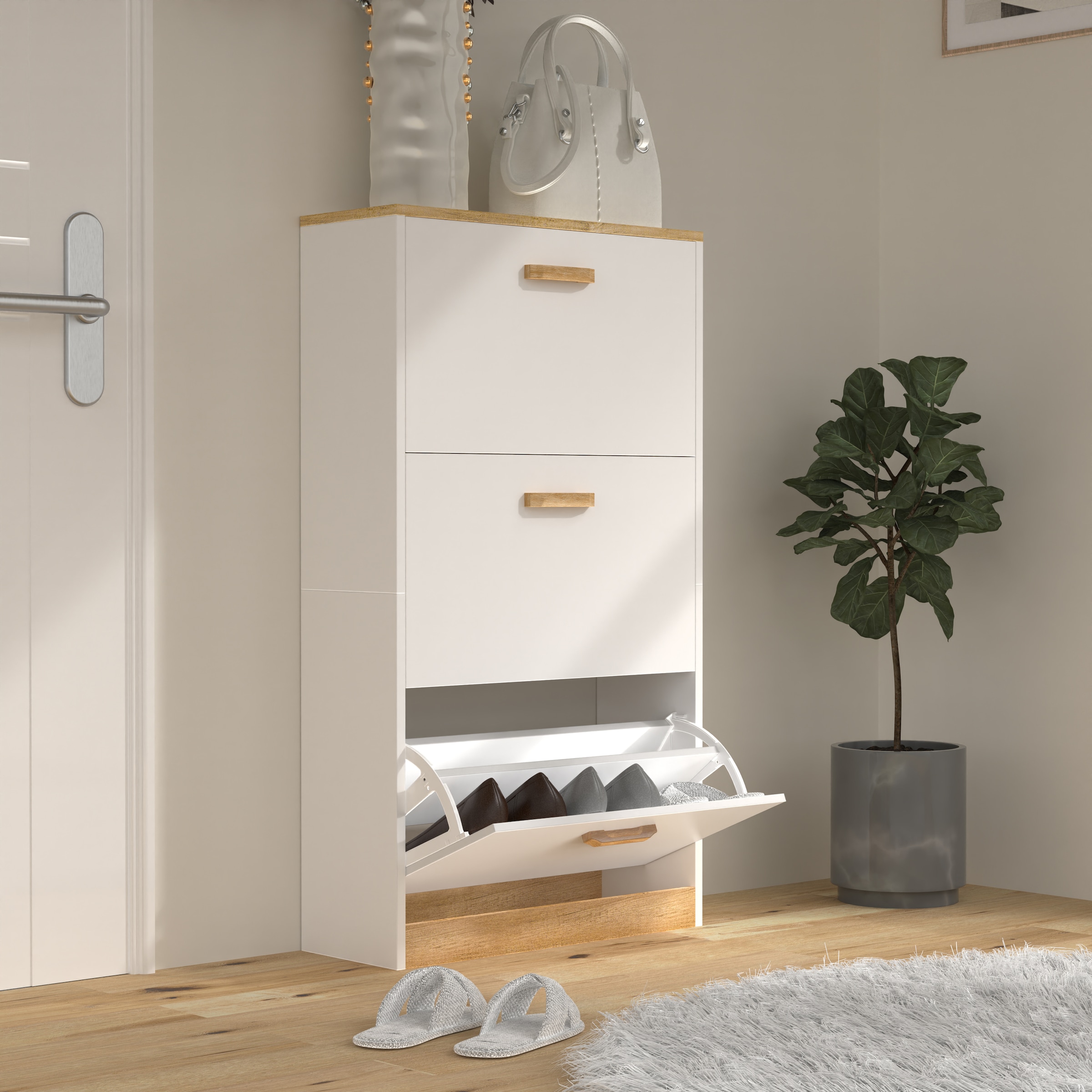 VCM Schuhschrank »Holz Schuhregal Schuhschrank Schuhkipper Halom M«